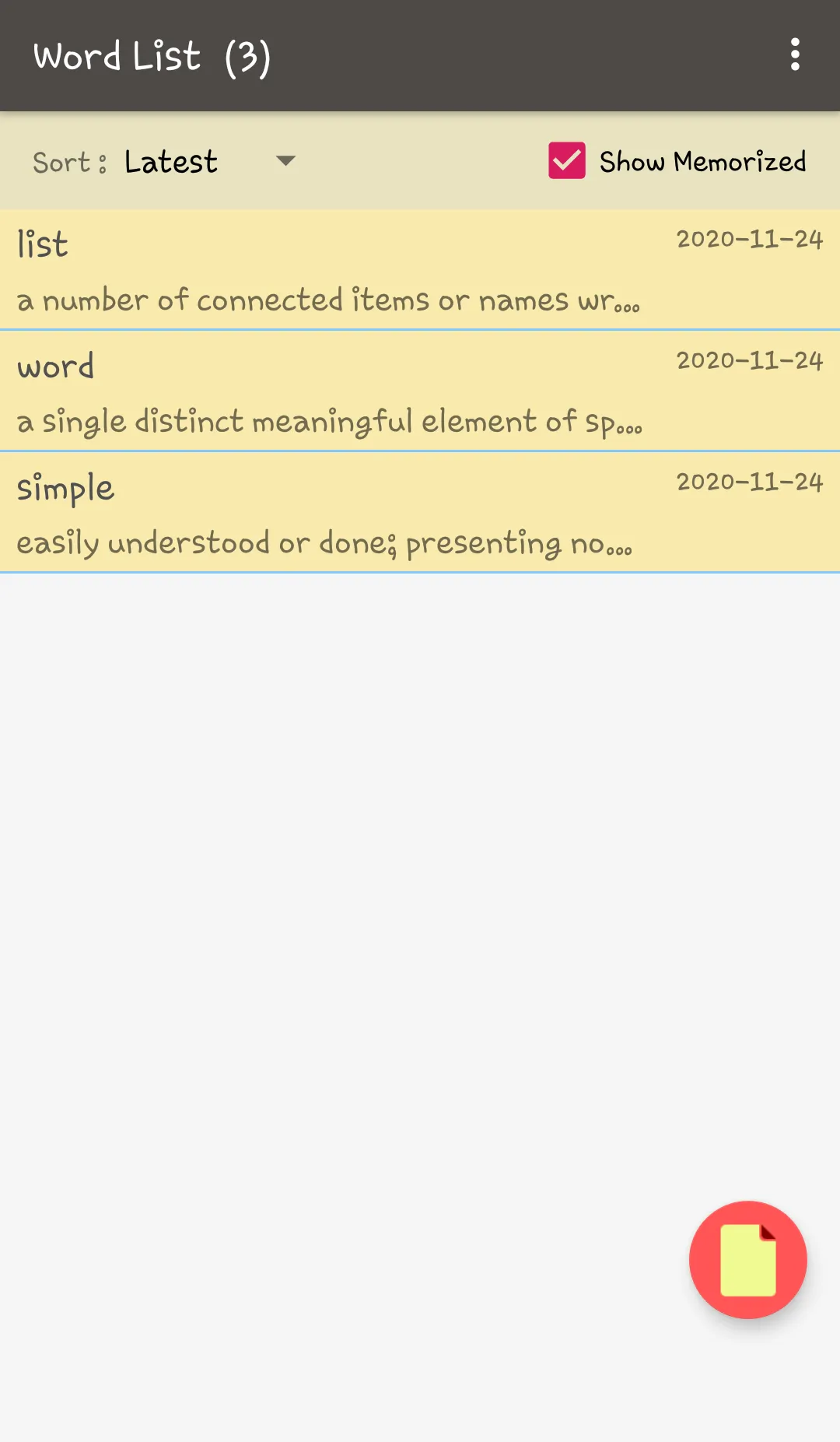 Simple Word List | Indus Appstore | Screenshot