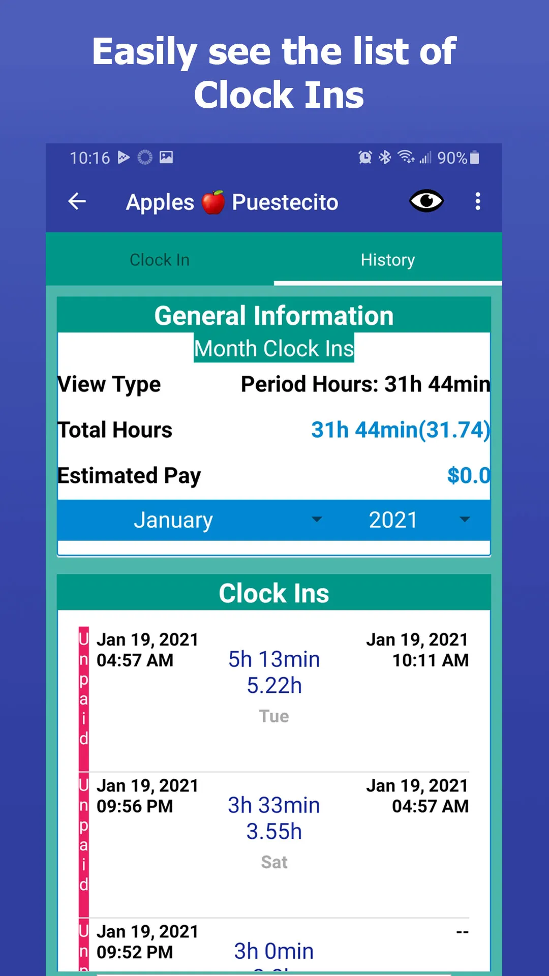 Clock In | Indus Appstore | Screenshot