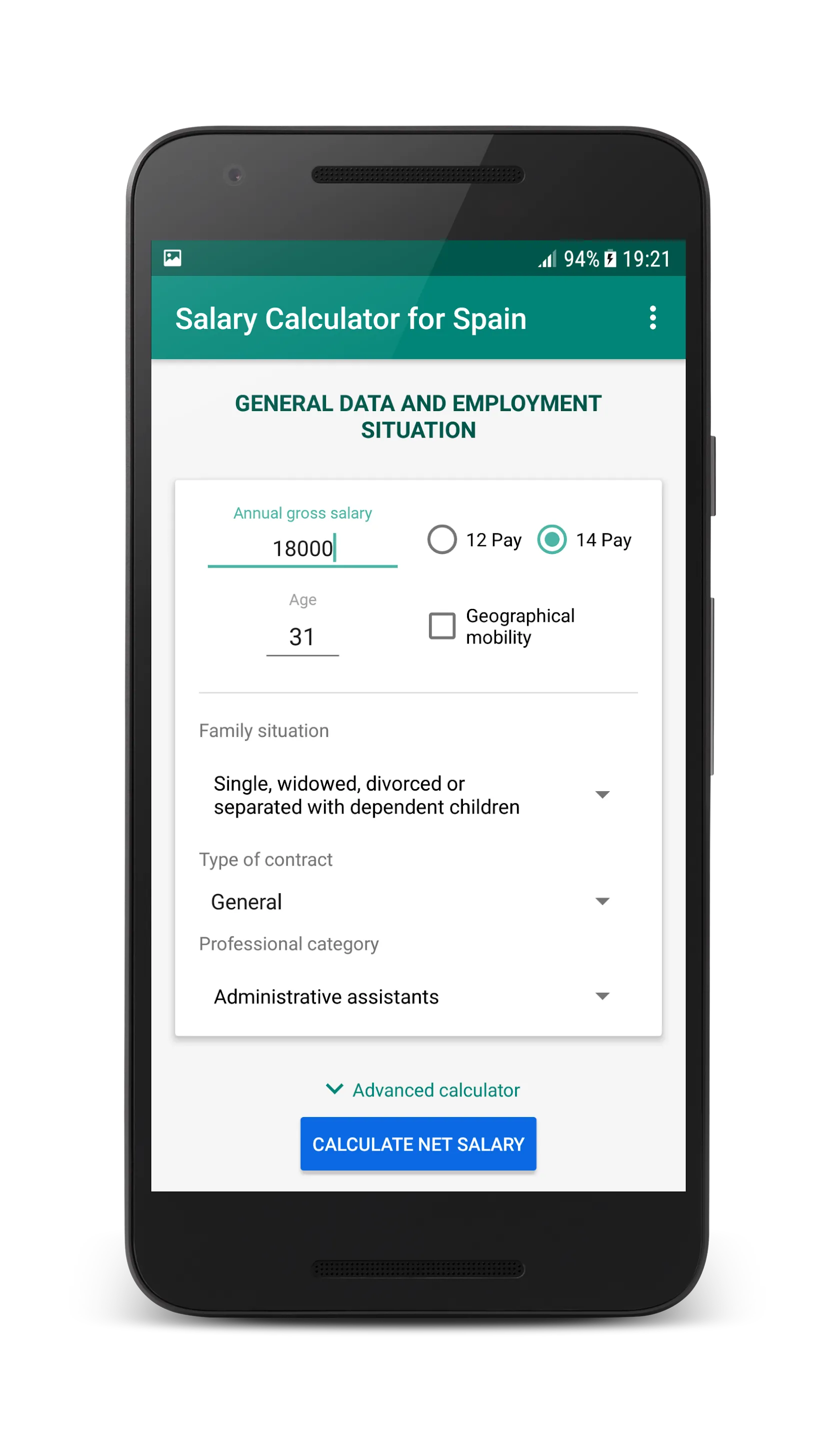 Salary Calculator for Spain | Indus Appstore | Screenshot