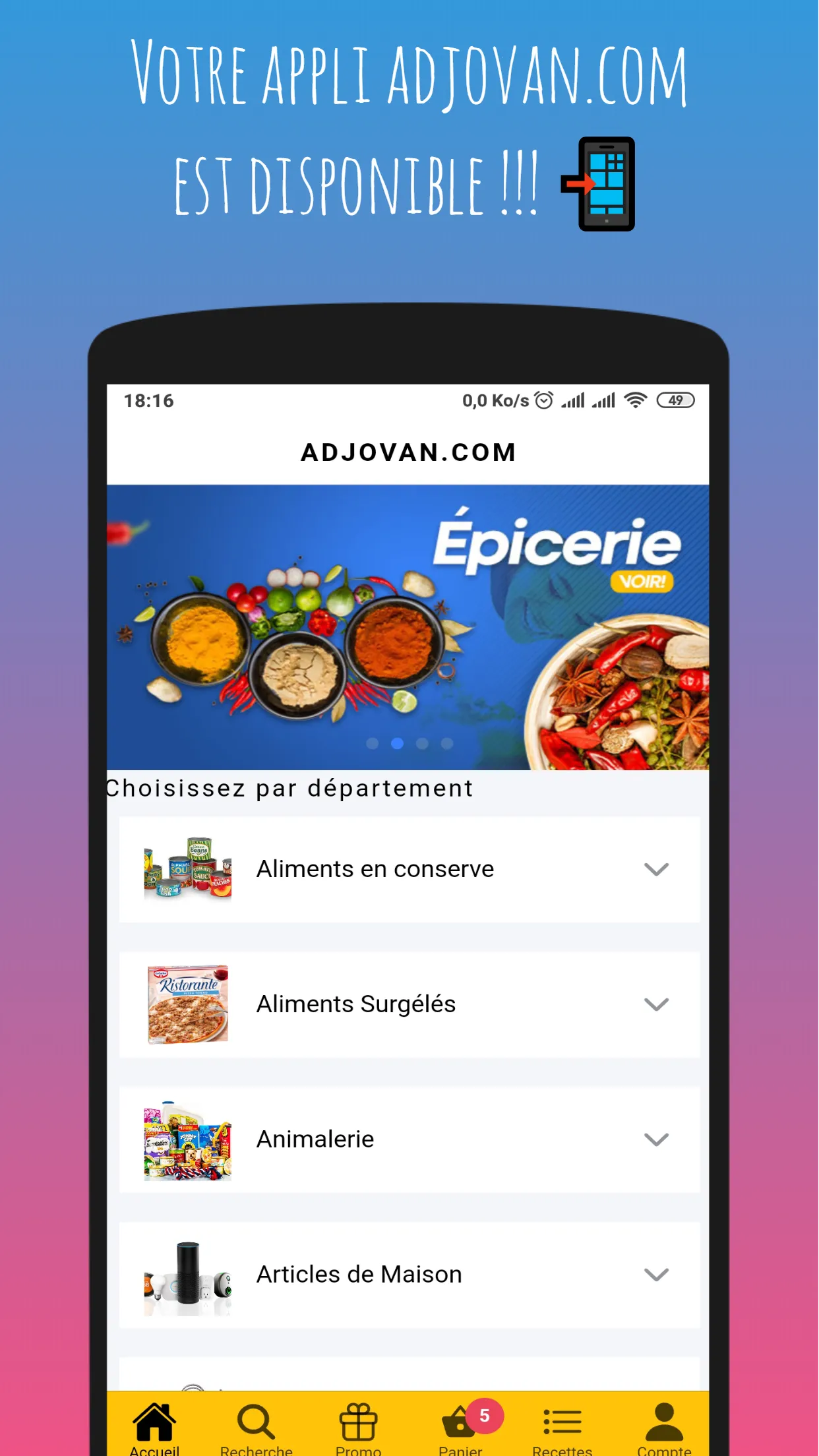 Adjovan.com, Marché & Supermar | Indus Appstore | Screenshot