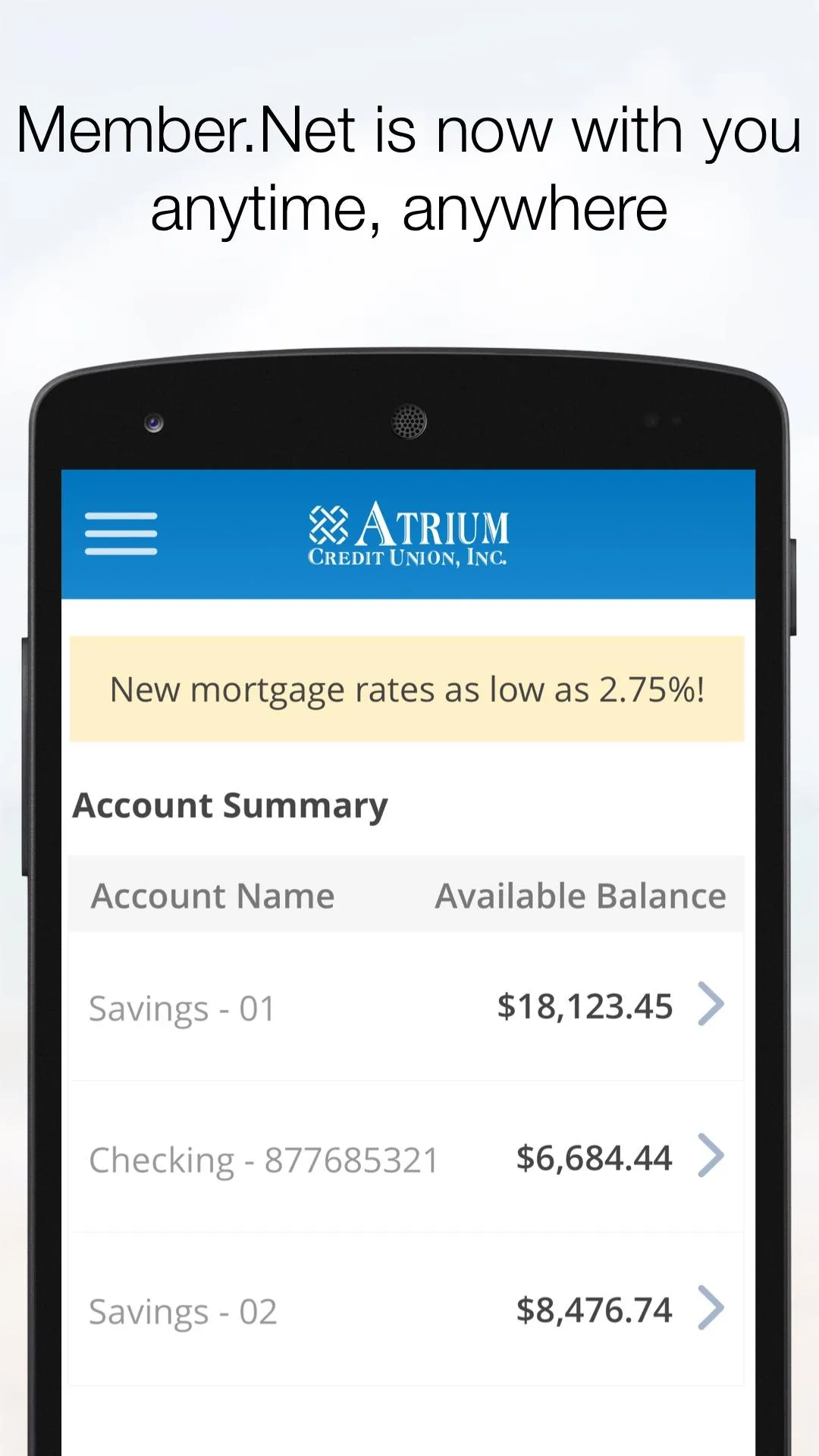 Atrium Credit Union Member.Net | Indus Appstore | Screenshot