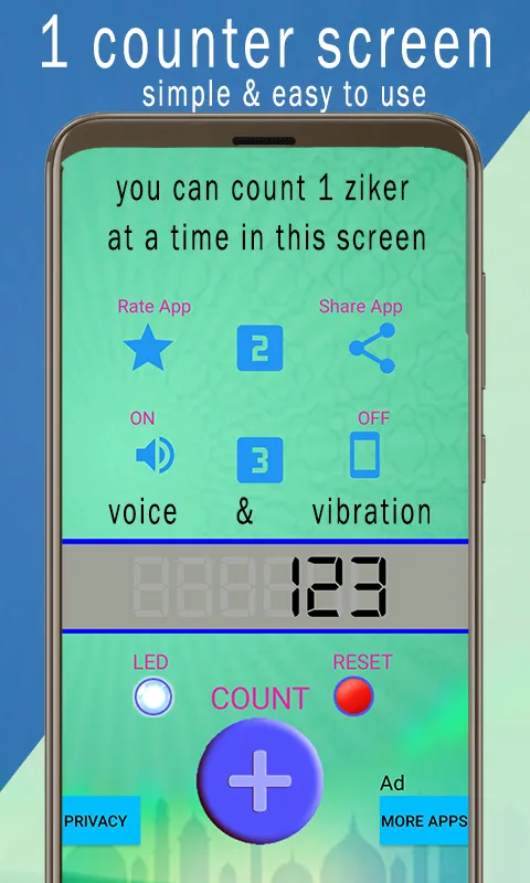 123 Digital Tasbih 6 Counters | Indus Appstore | Screenshot