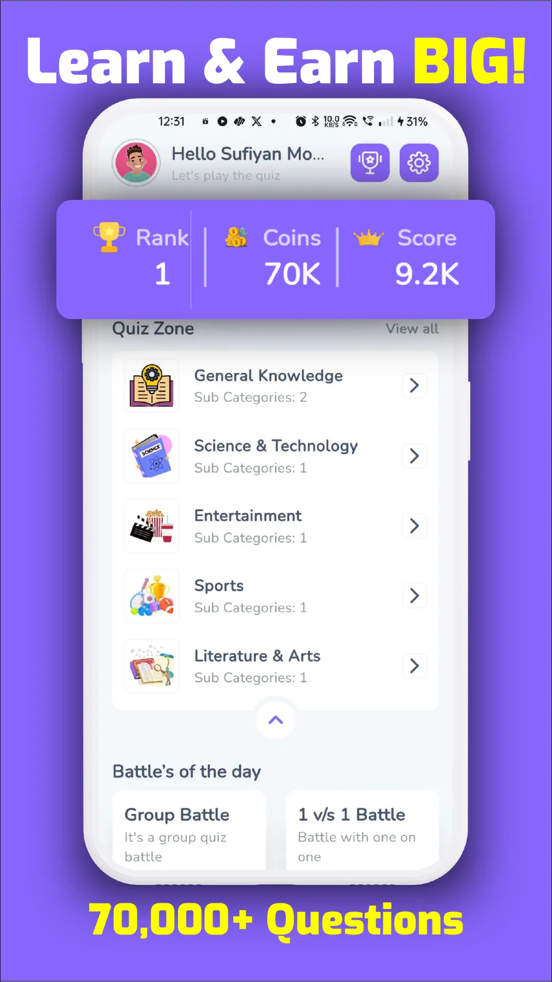 Earning Quiz: Play & Earn Cash | Indus Appstore | Screenshot