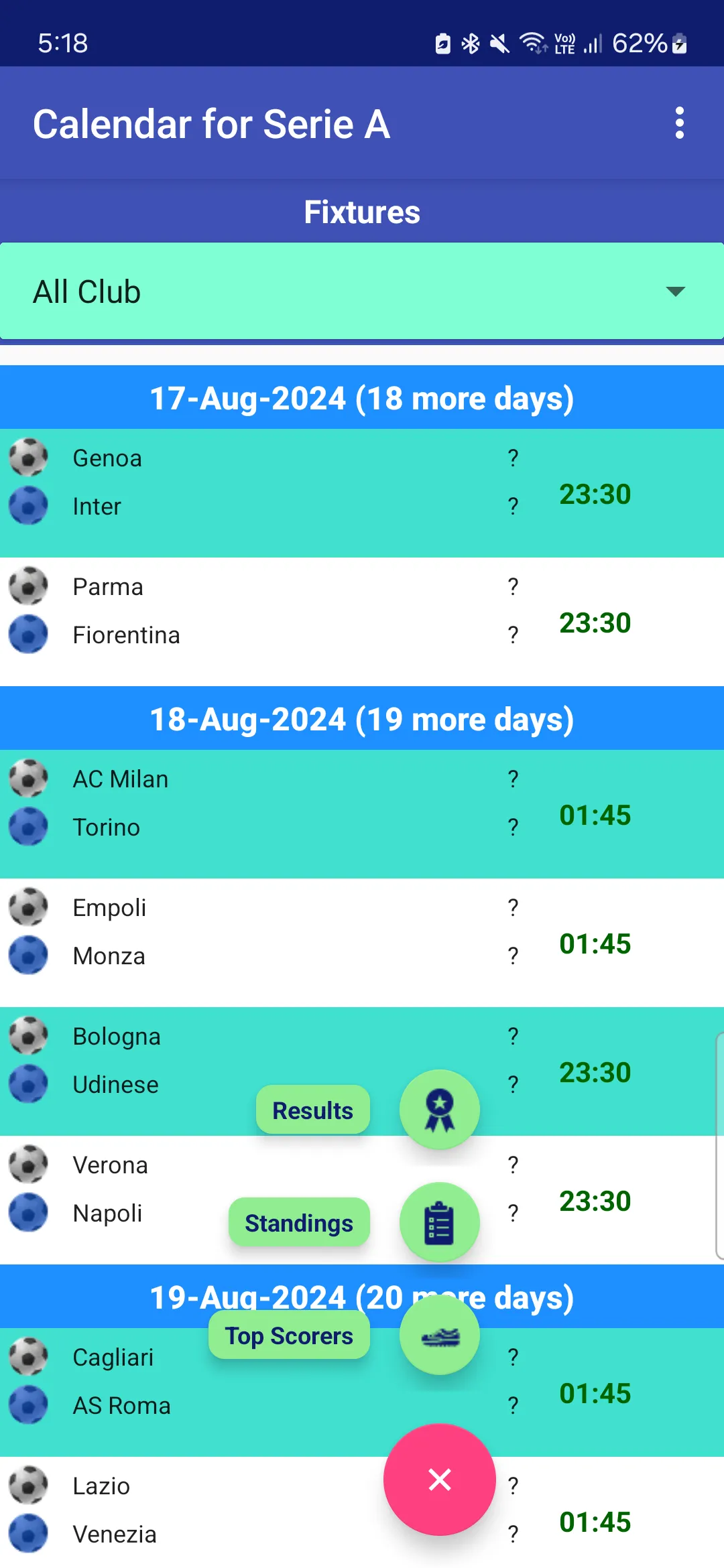 Calendar for Serie A | Indus Appstore | Screenshot