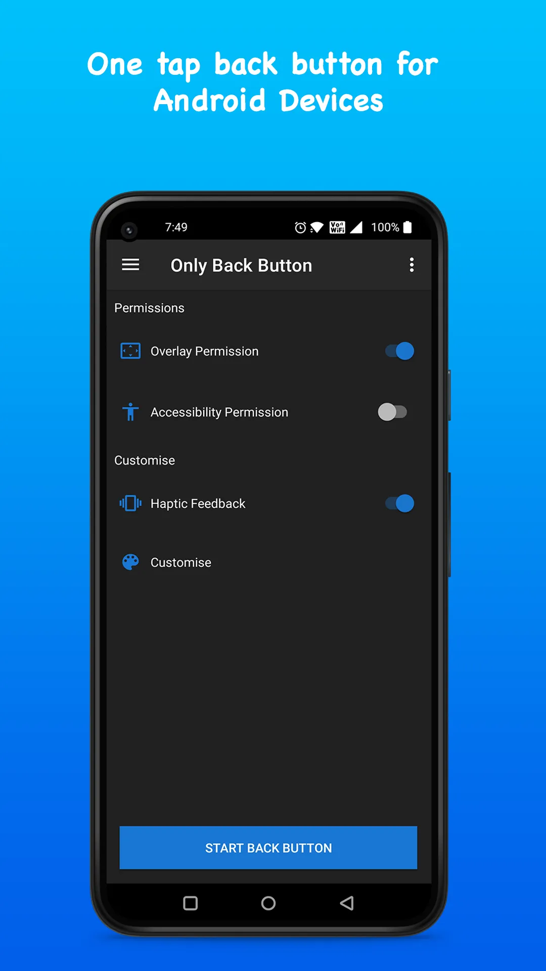 Only Back Button - 1 tap Back | Indus Appstore | Screenshot