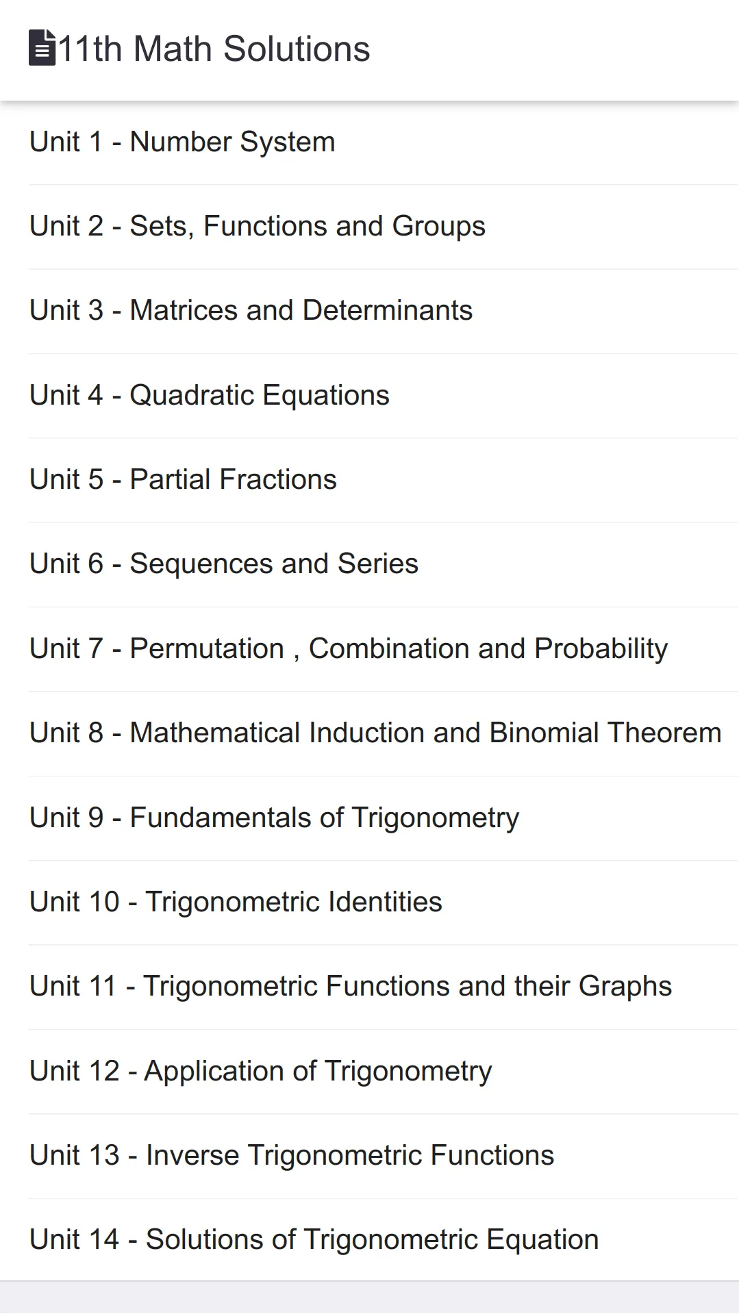 1st year Math Keybook | Indus Appstore | Screenshot