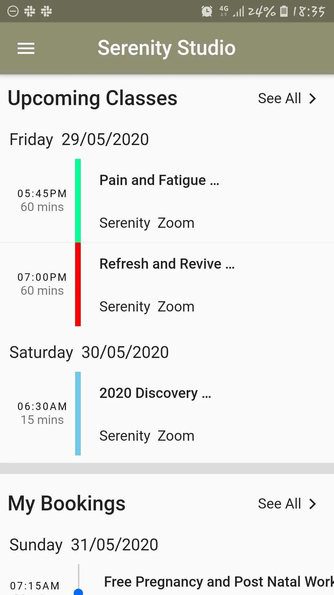 Serenity Bookings App | Indus Appstore | Screenshot