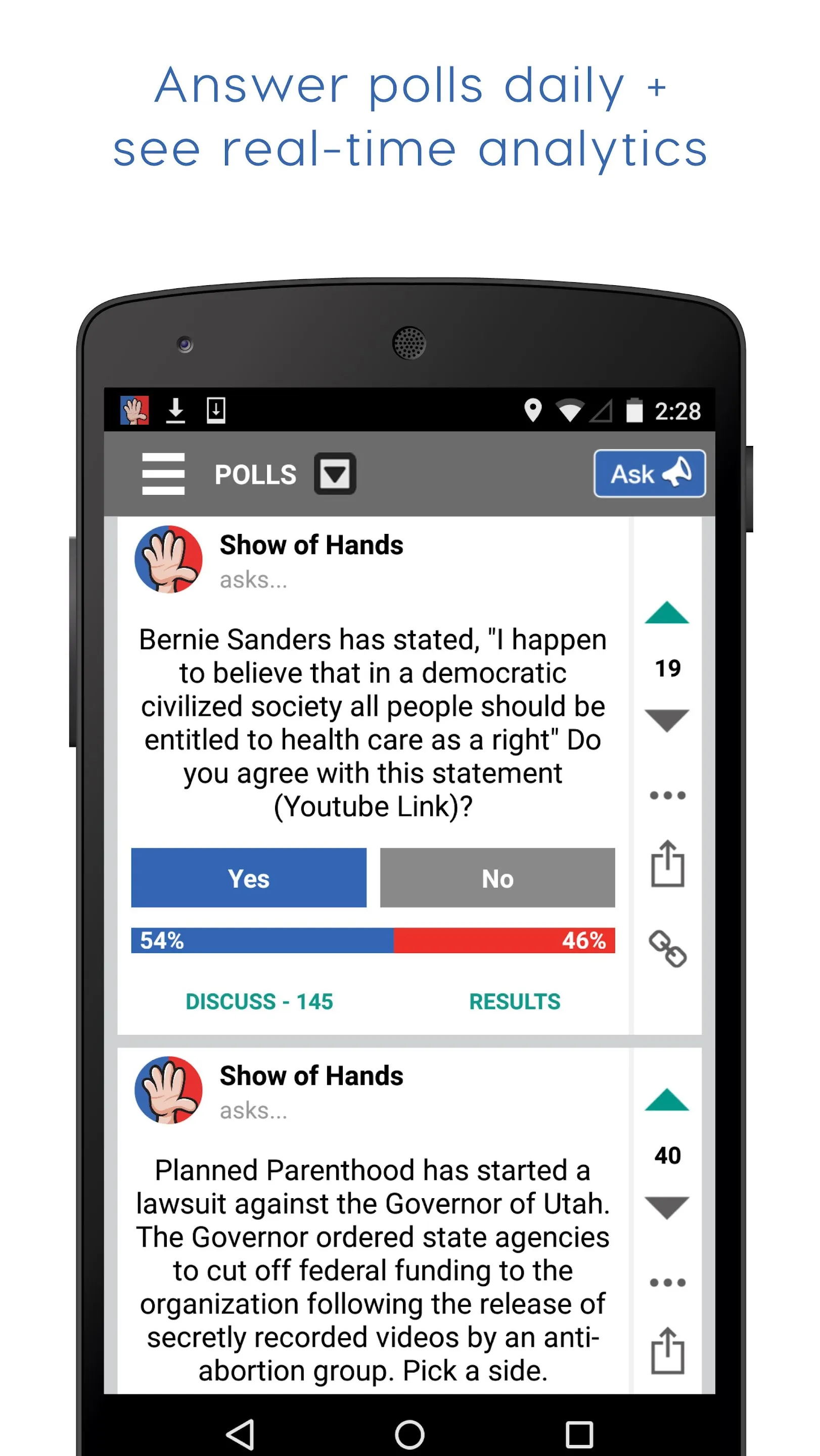 Show of Hands Polls & Politics | Indus Appstore | Screenshot