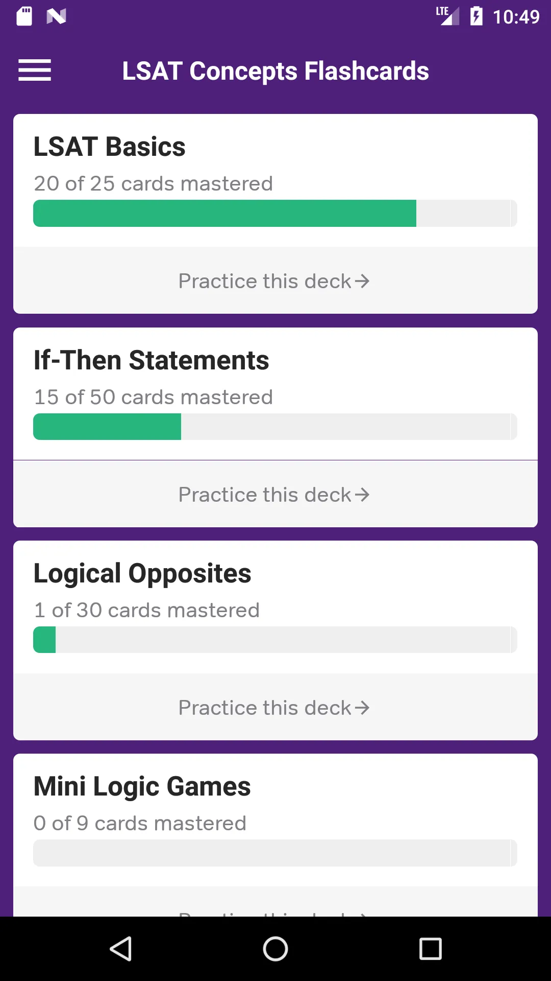 LSAT Prep, LSAT Flashcards | Indus Appstore | Screenshot