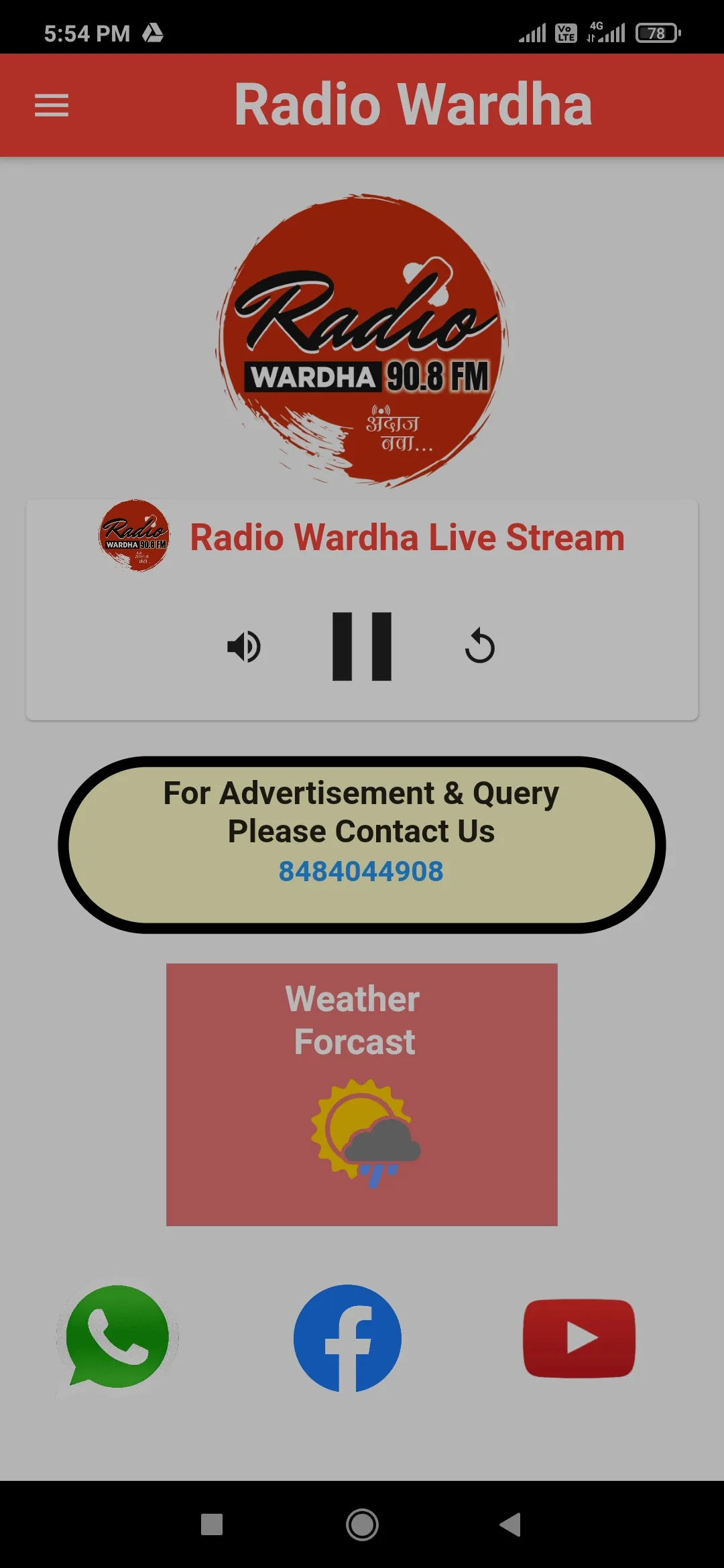 Radio Wardha 90.8 | Indus Appstore | Screenshot