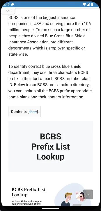 BCBS Prefix List Lookup | Indus Appstore | Screenshot