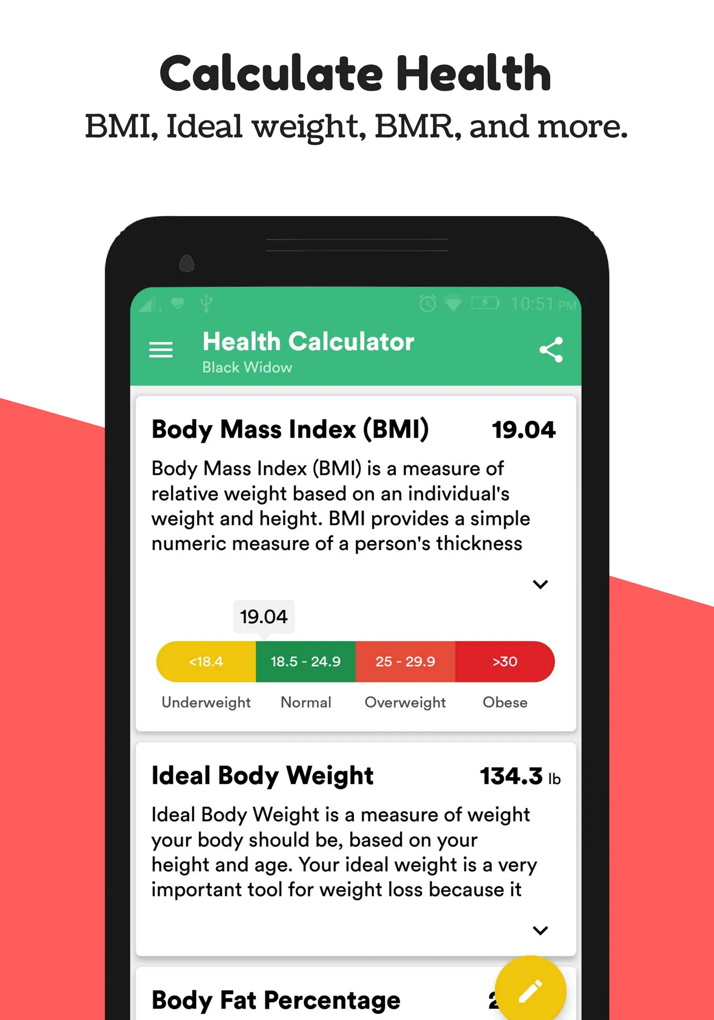 Body Mass Index & Ideal Weight | Indus Appstore | Screenshot