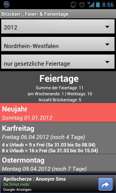 Brücken-, Feier- & Ferientage | Indus Appstore | Screenshot