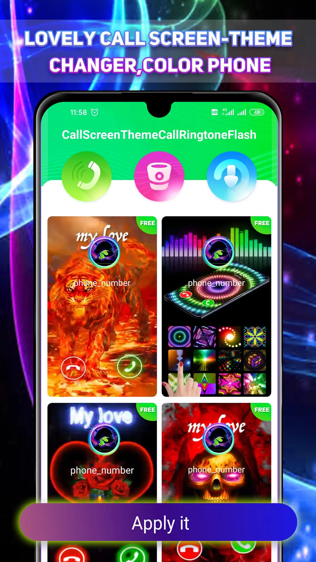 Lovely Call Screen-Color Phone | Indus Appstore | Screenshot