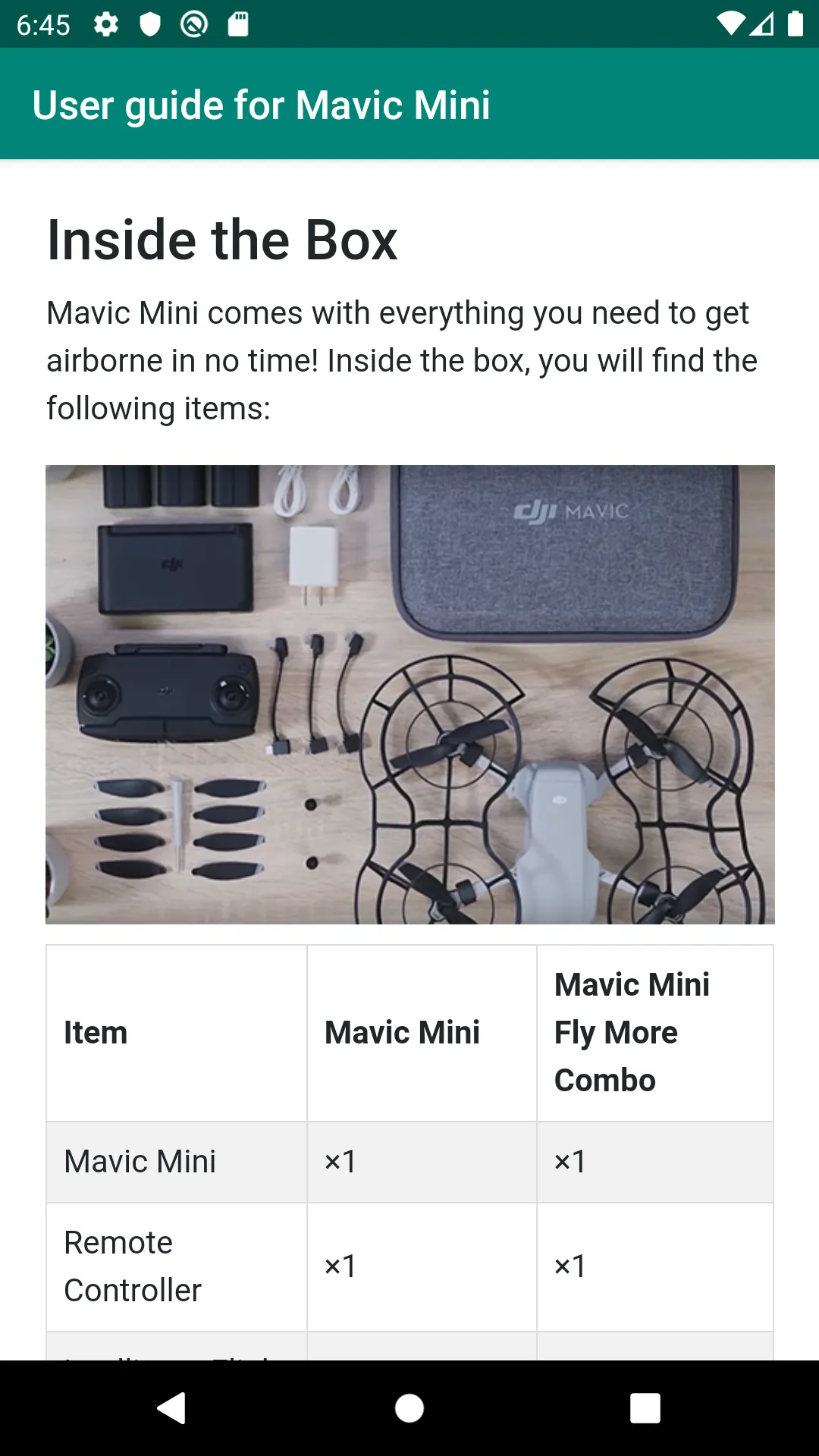 User guide for Mavic Mini | Indus Appstore | Screenshot