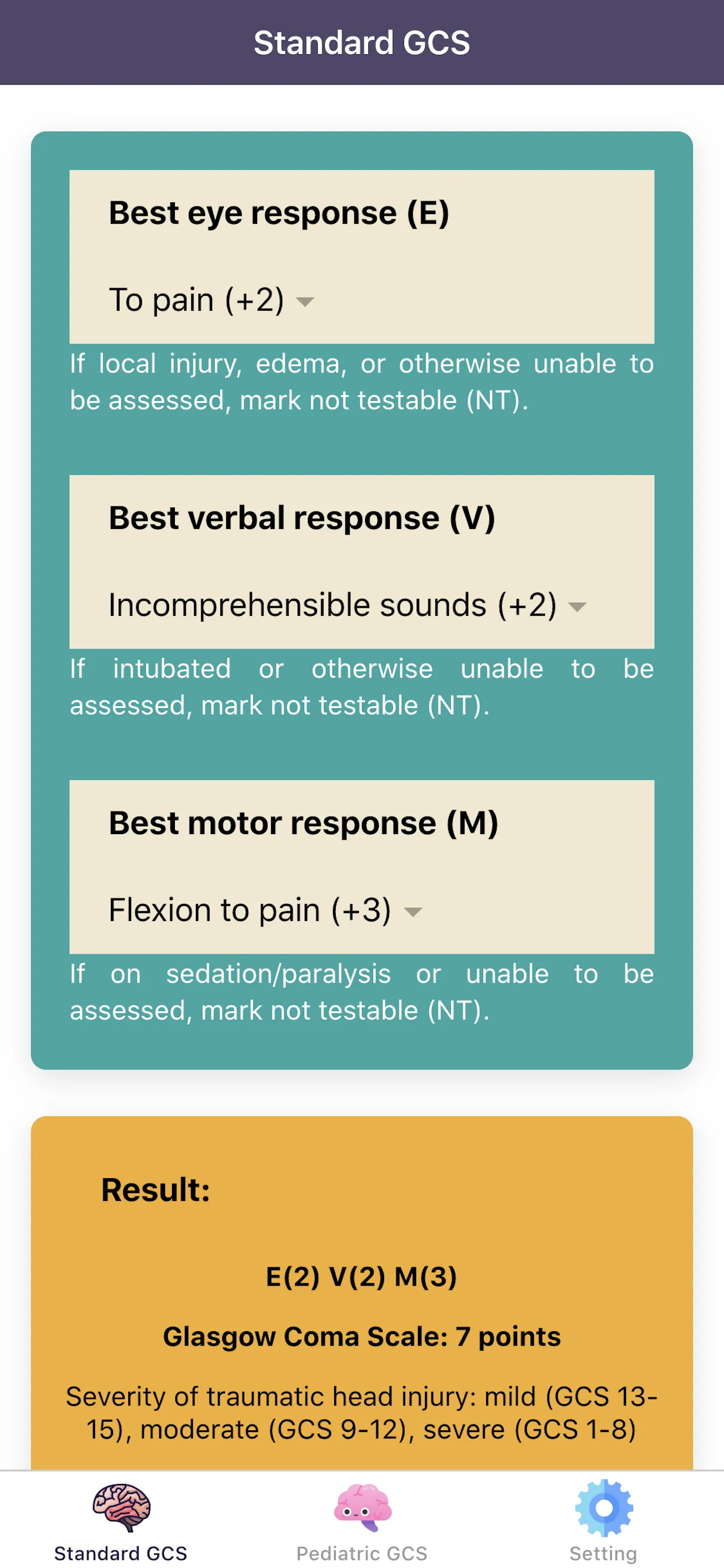 Glasgow Coma Scale (GCS) Score | Indus Appstore | Screenshot