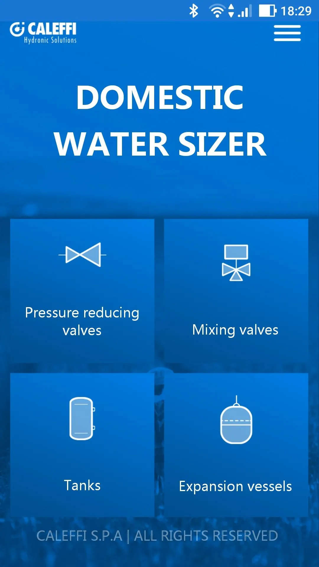 Domestic Water Sizer Caleffi | Indus Appstore | Screenshot