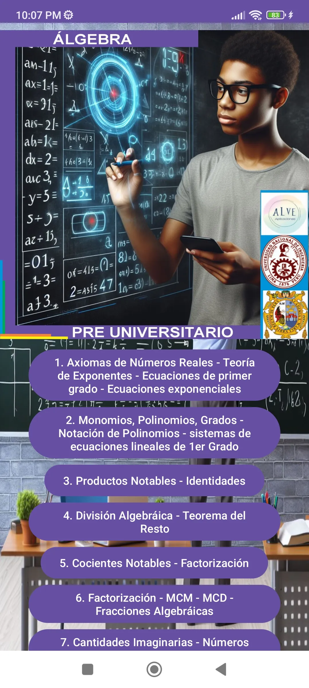 Álgebra Preuniversitario | Indus Appstore | Screenshot