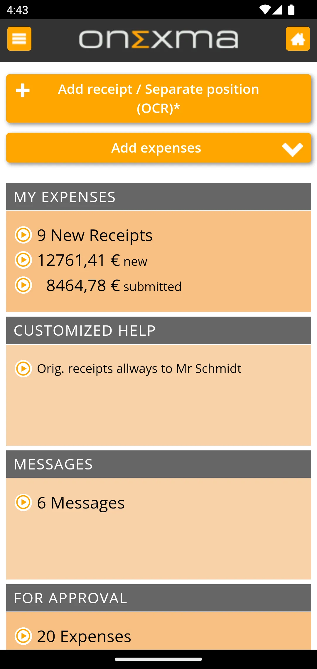 Onexma Mobile Expense Reports | Indus Appstore | Screenshot