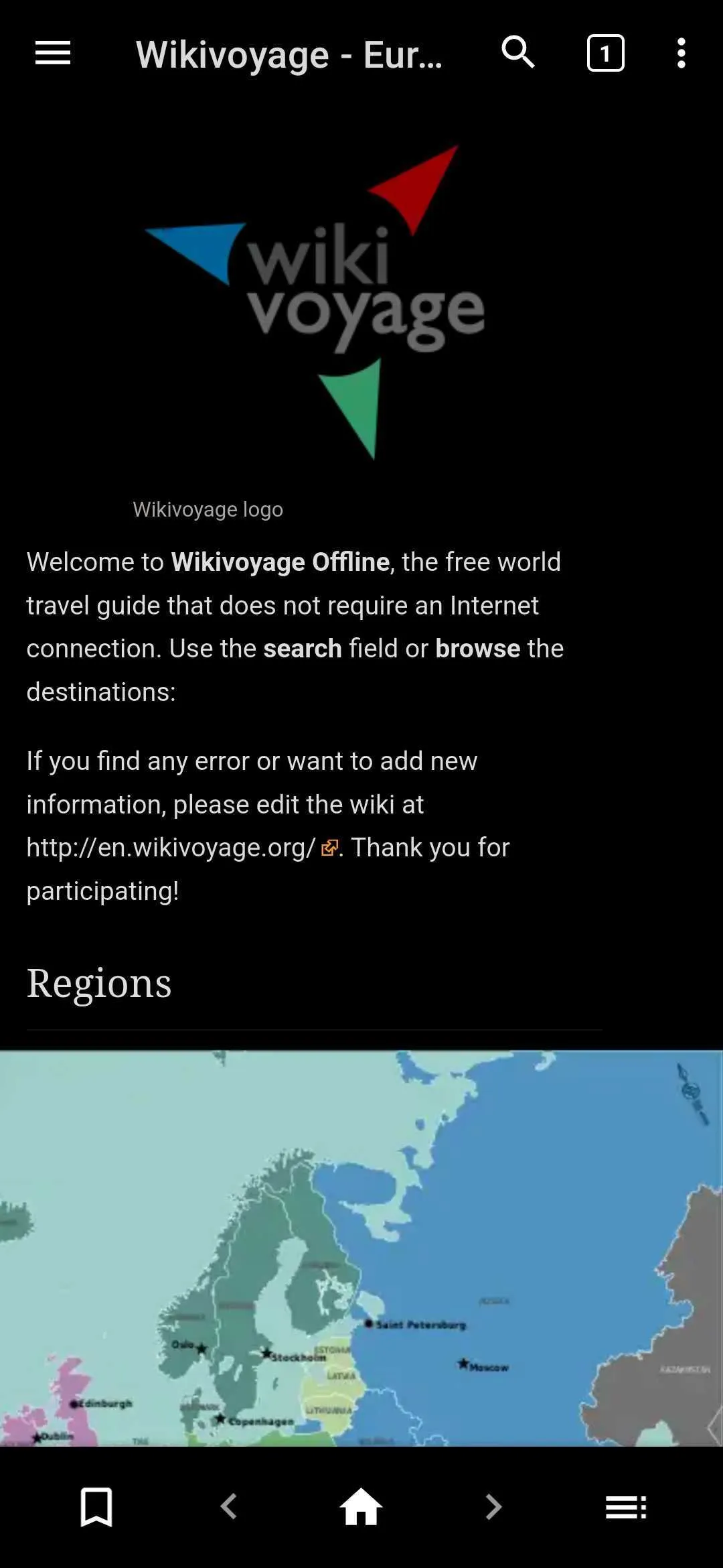 WikiVoyage Europe | Indus Appstore | Screenshot