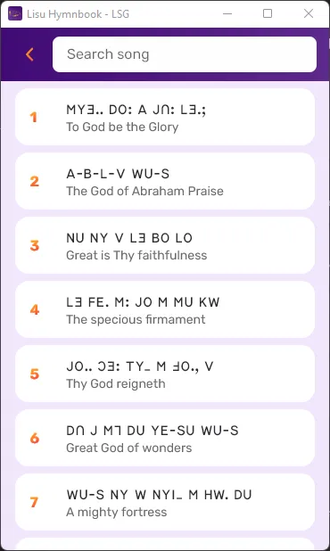 Lisu Hymnbook (LSG) | Indus Appstore | Screenshot