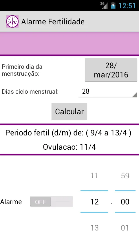 Alarme Fertilidade | Indus Appstore | Screenshot