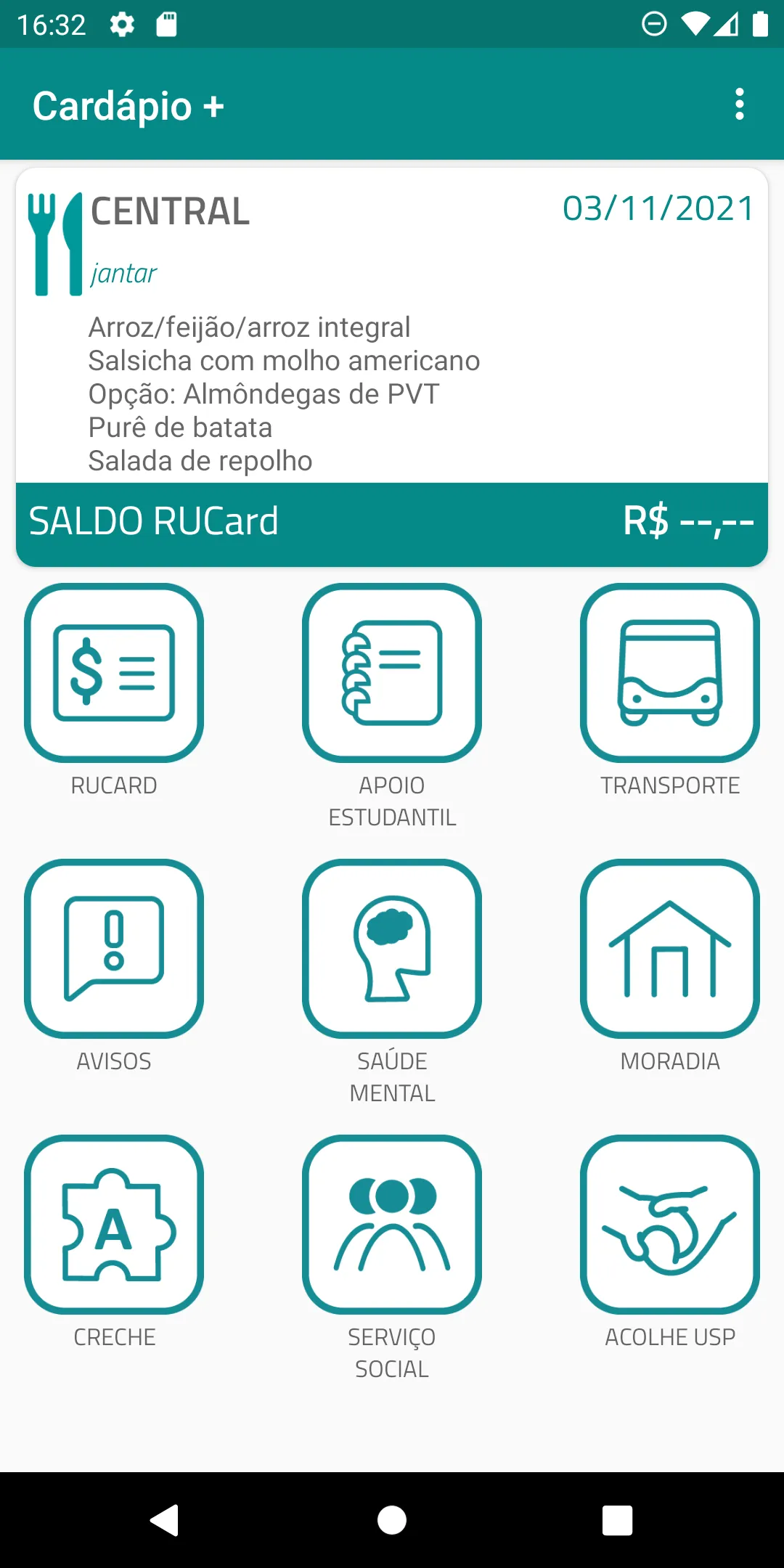 Cardápio+ USP | Indus Appstore | Screenshot