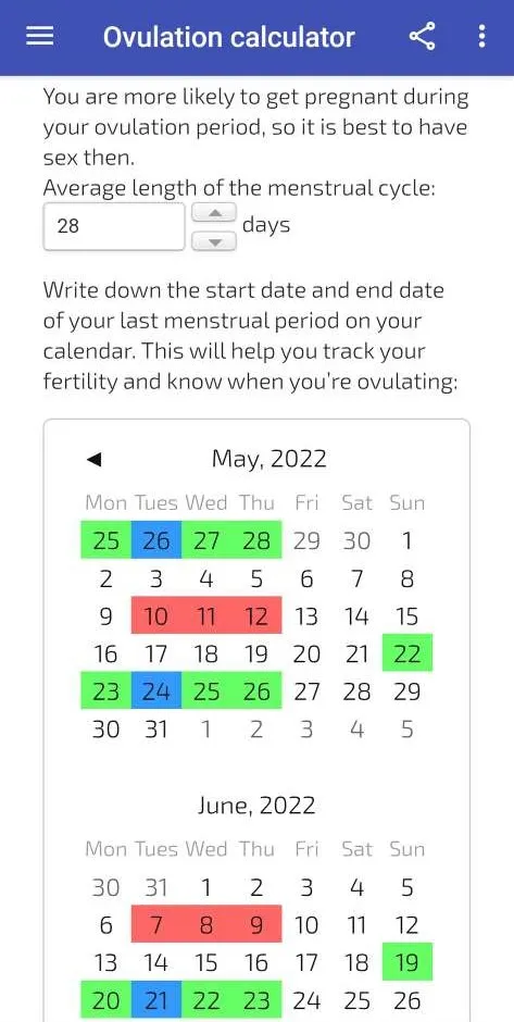 Ovulation calculator calendar | Indus Appstore | Screenshot