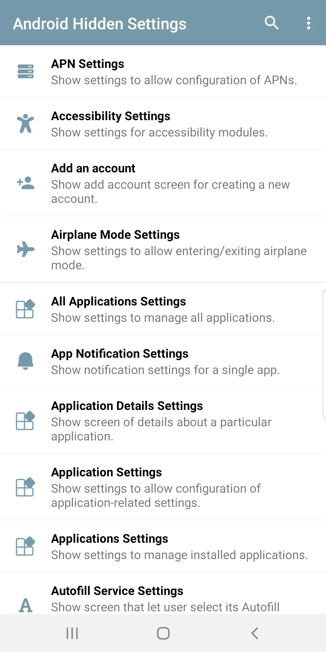 Android Hidden Settings | Indus Appstore | Screenshot