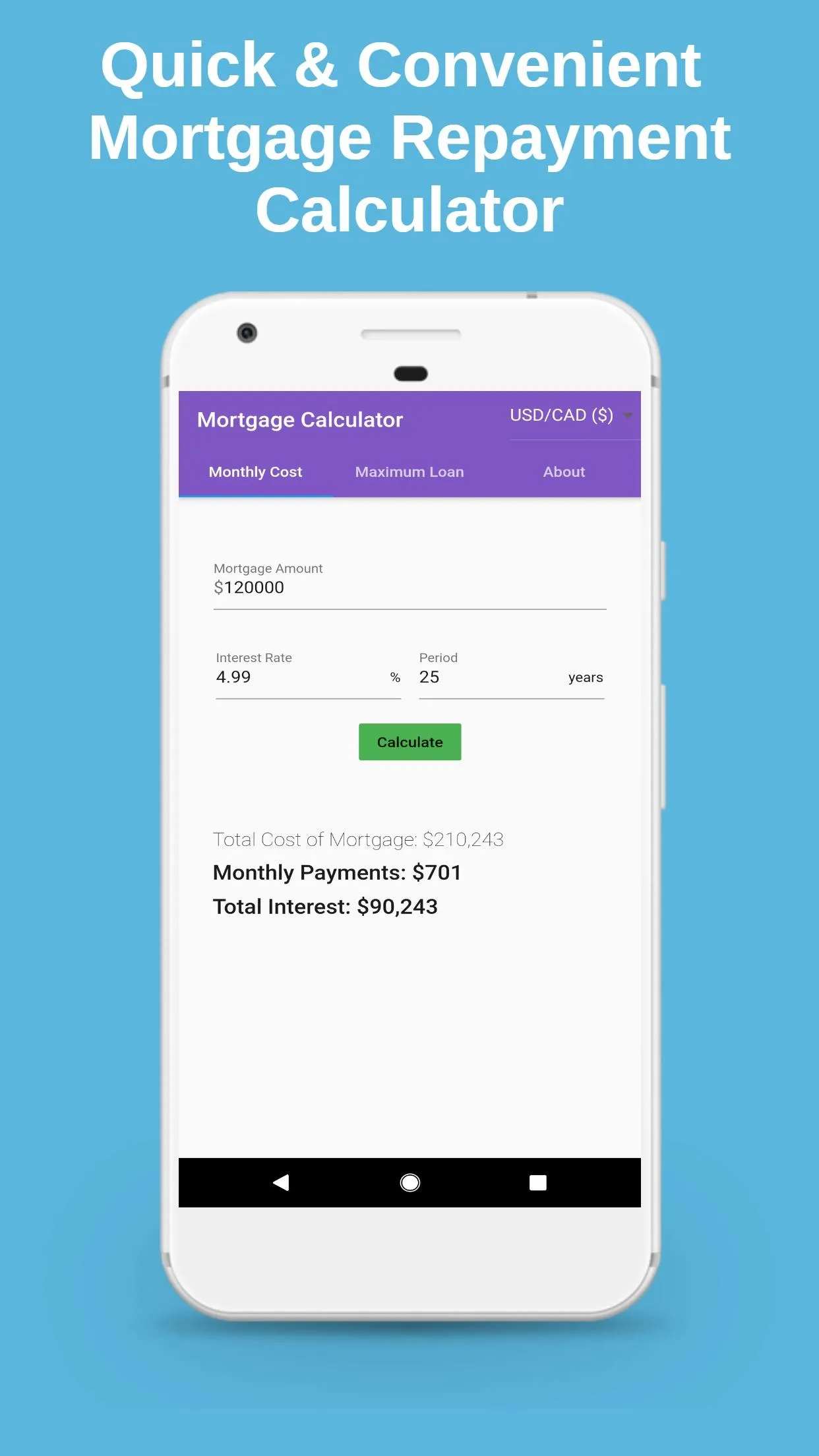 Mortgage Repayment Calculator | Indus Appstore | Screenshot