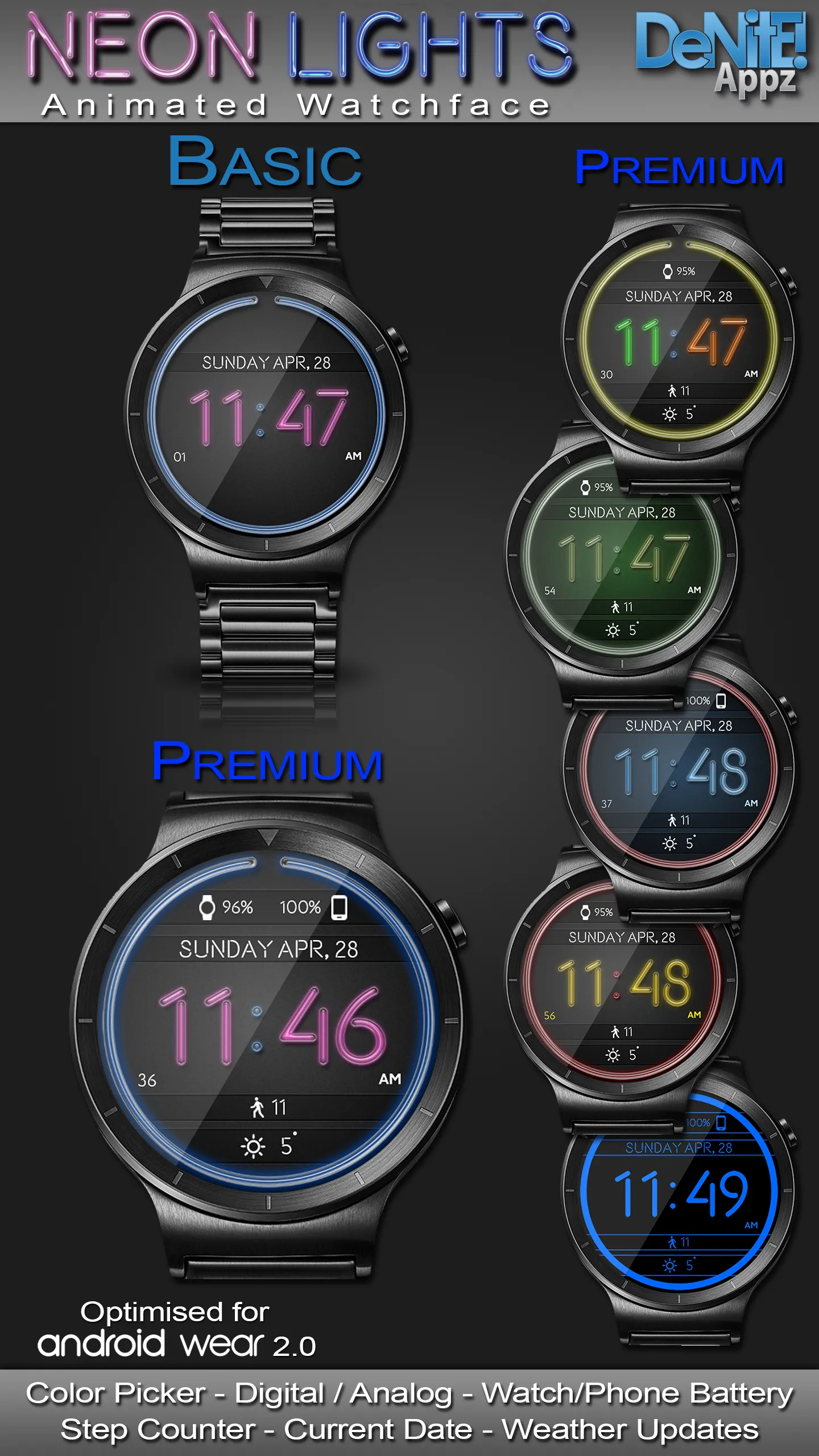 Neon Lights HD Watch Face | Indus Appstore | Screenshot