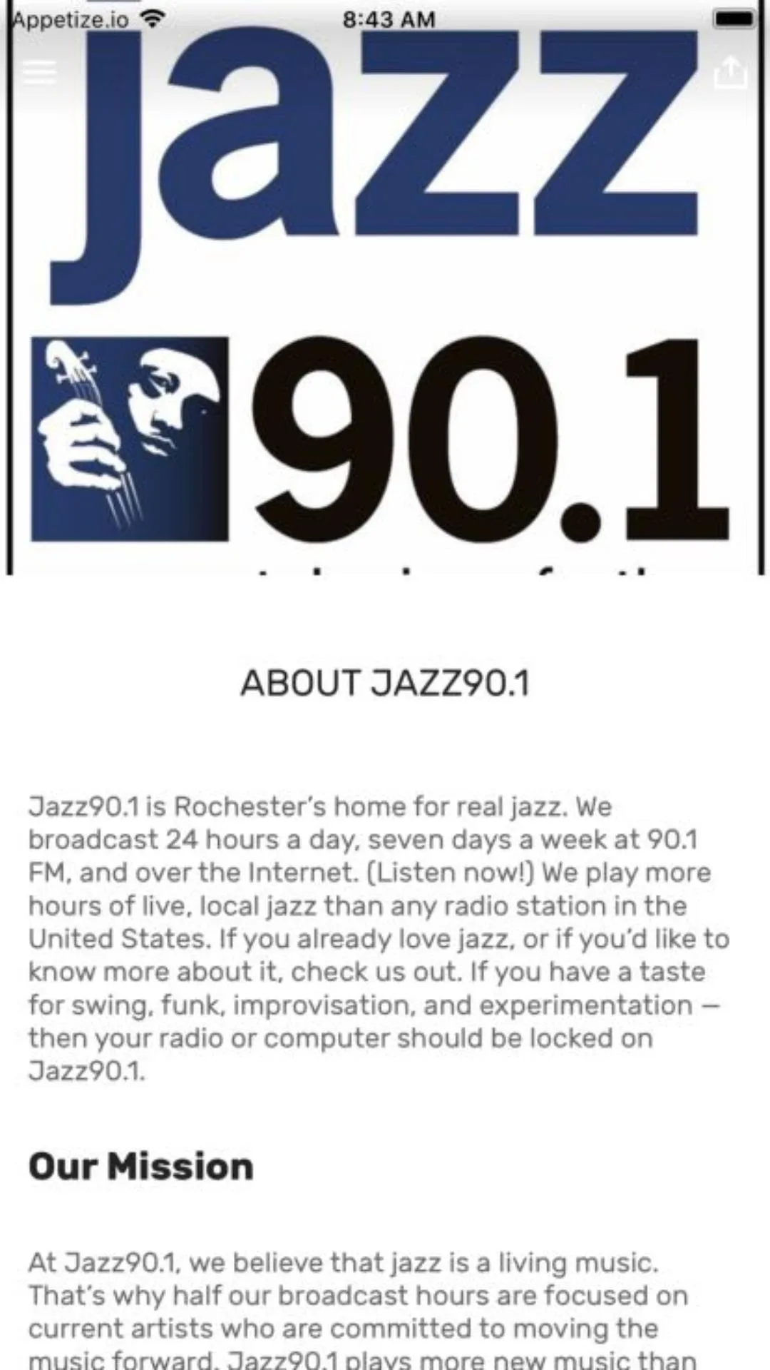 Jazz90.1 WGMC-FM | Indus Appstore | Screenshot