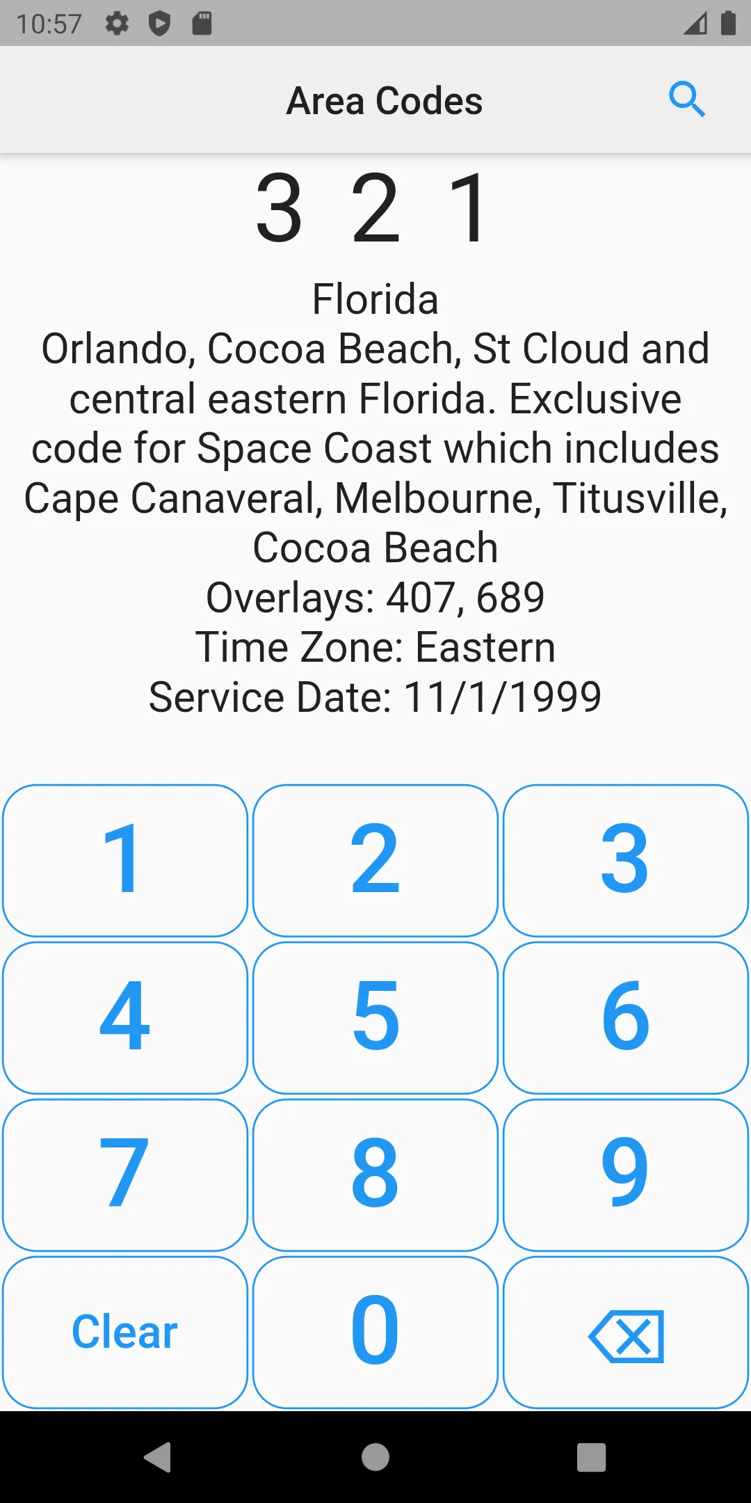 Area Codes | Indus Appstore | Screenshot