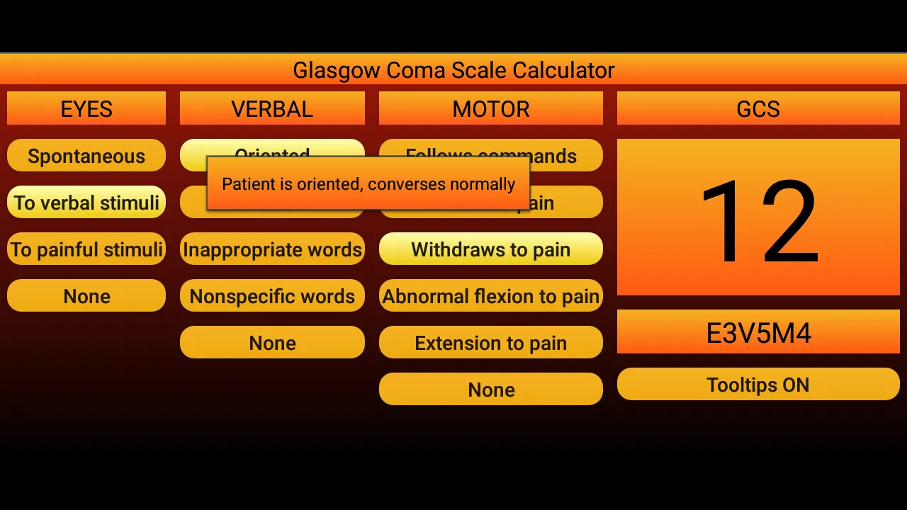 Glasgow Coma Scale calculator | Indus Appstore | Screenshot