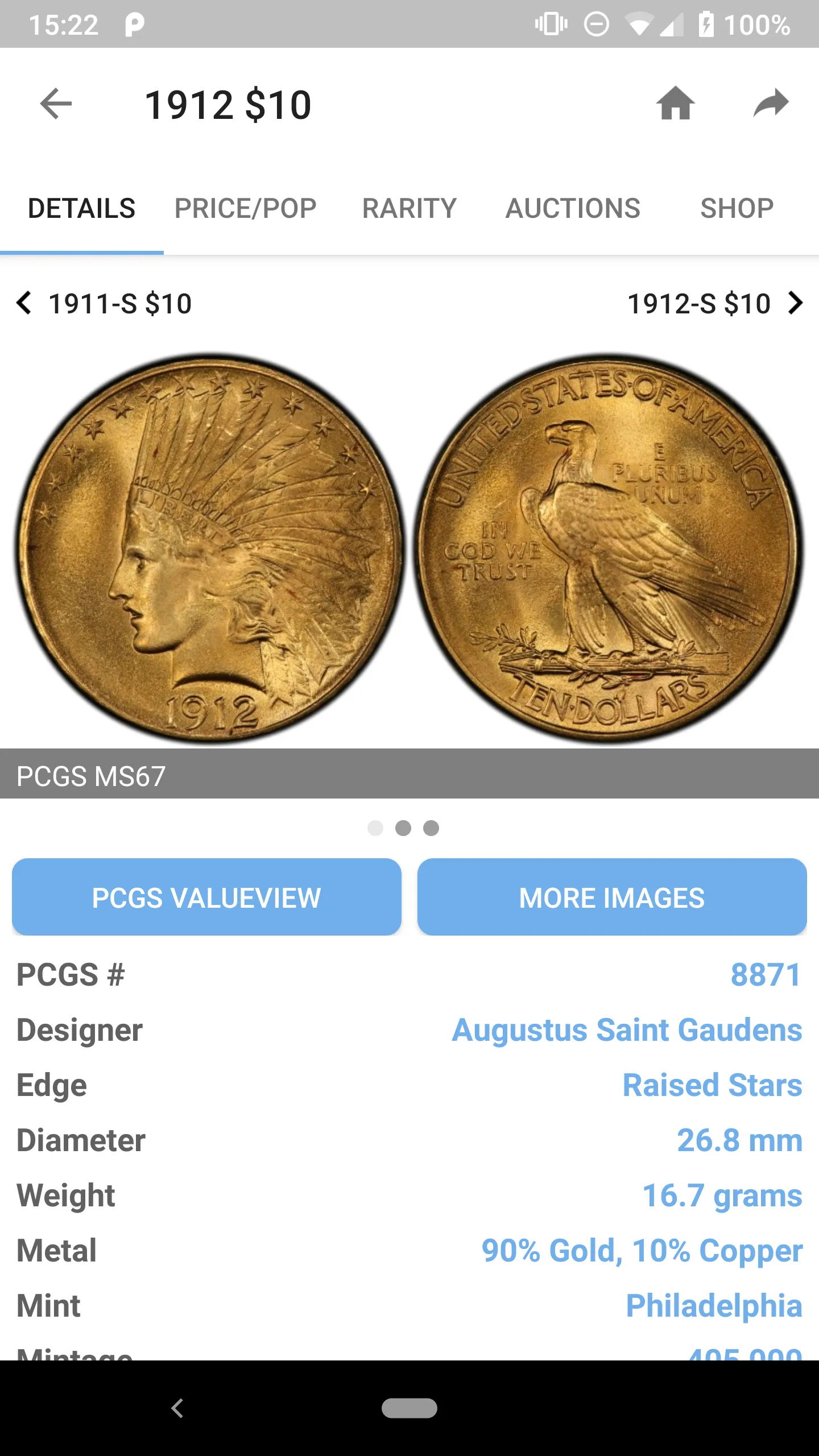 PCGS CoinFacts - U.S. Coin Val | Indus Appstore | Screenshot