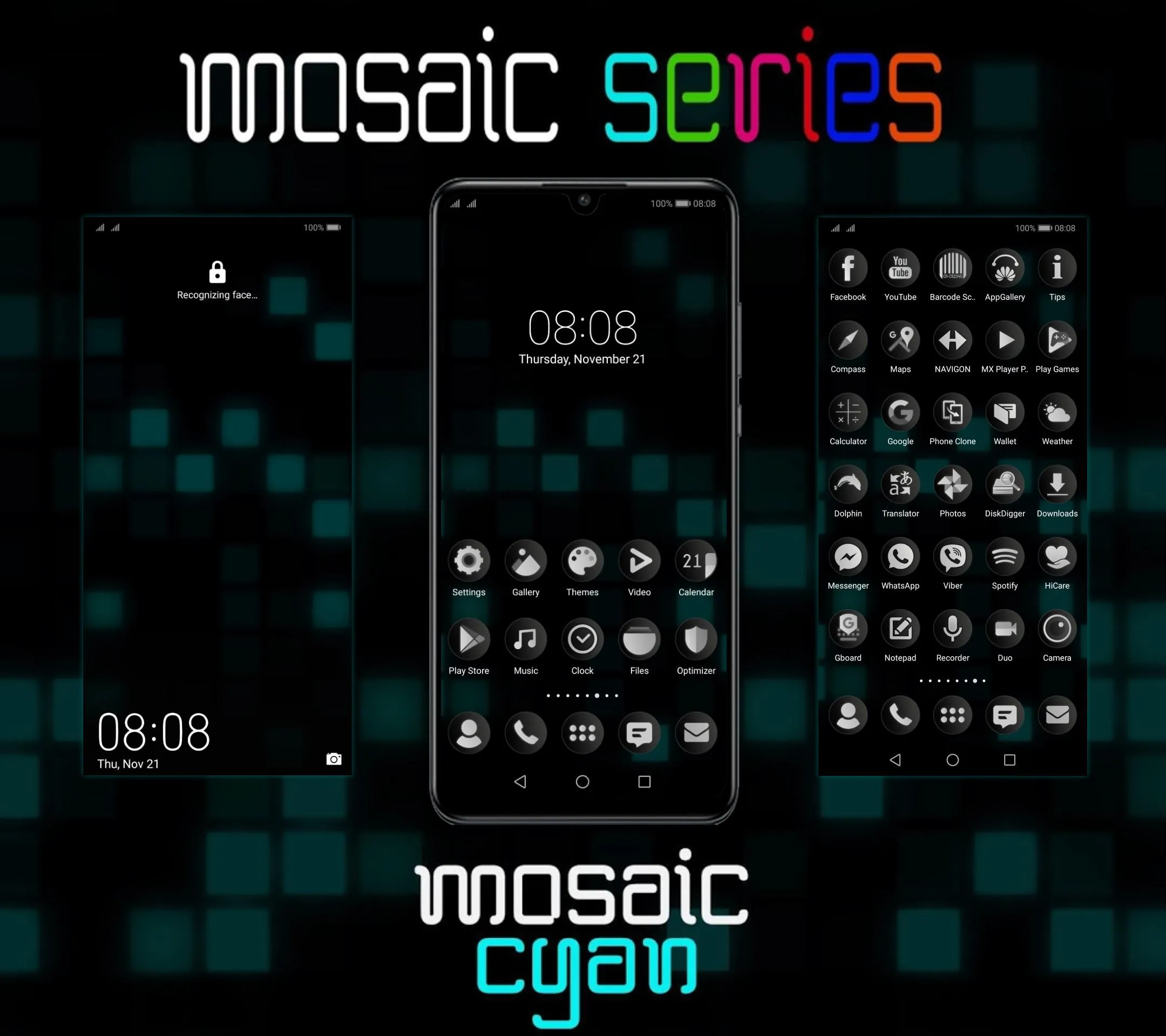 [EMUI 9.1]Mosaic Cyan Theme | Indus Appstore | Screenshot