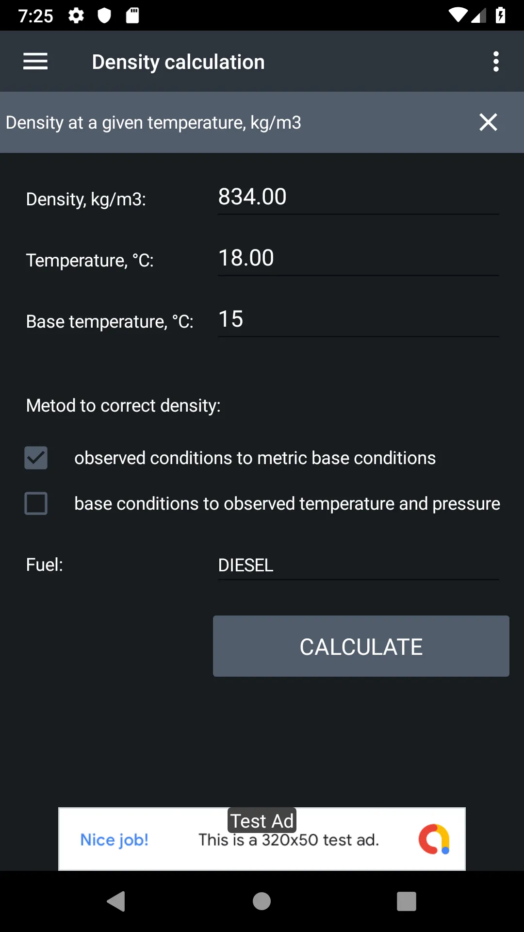 Fuel Density Calculator | Indus Appstore | Screenshot