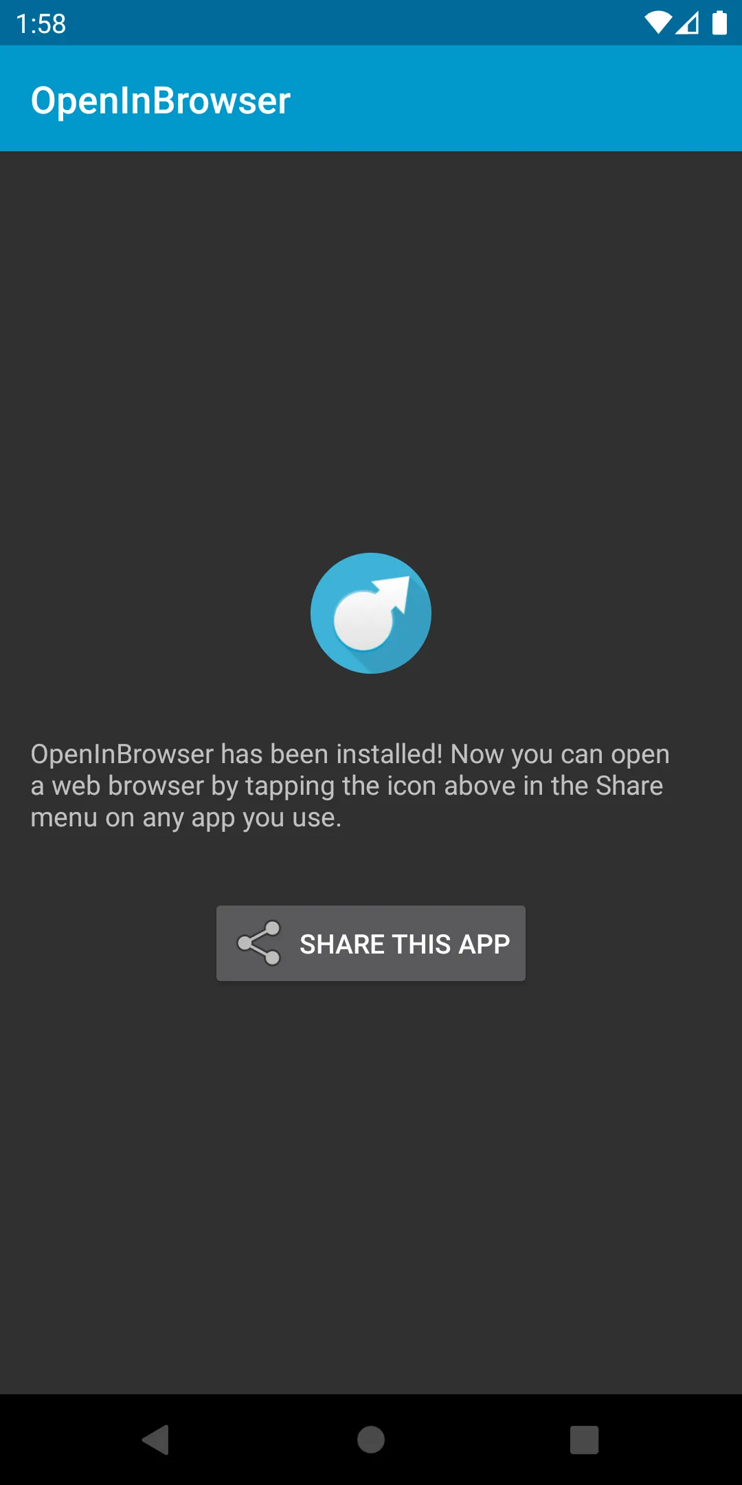 OpenInBrowser (via Share) | Indus Appstore | Screenshot