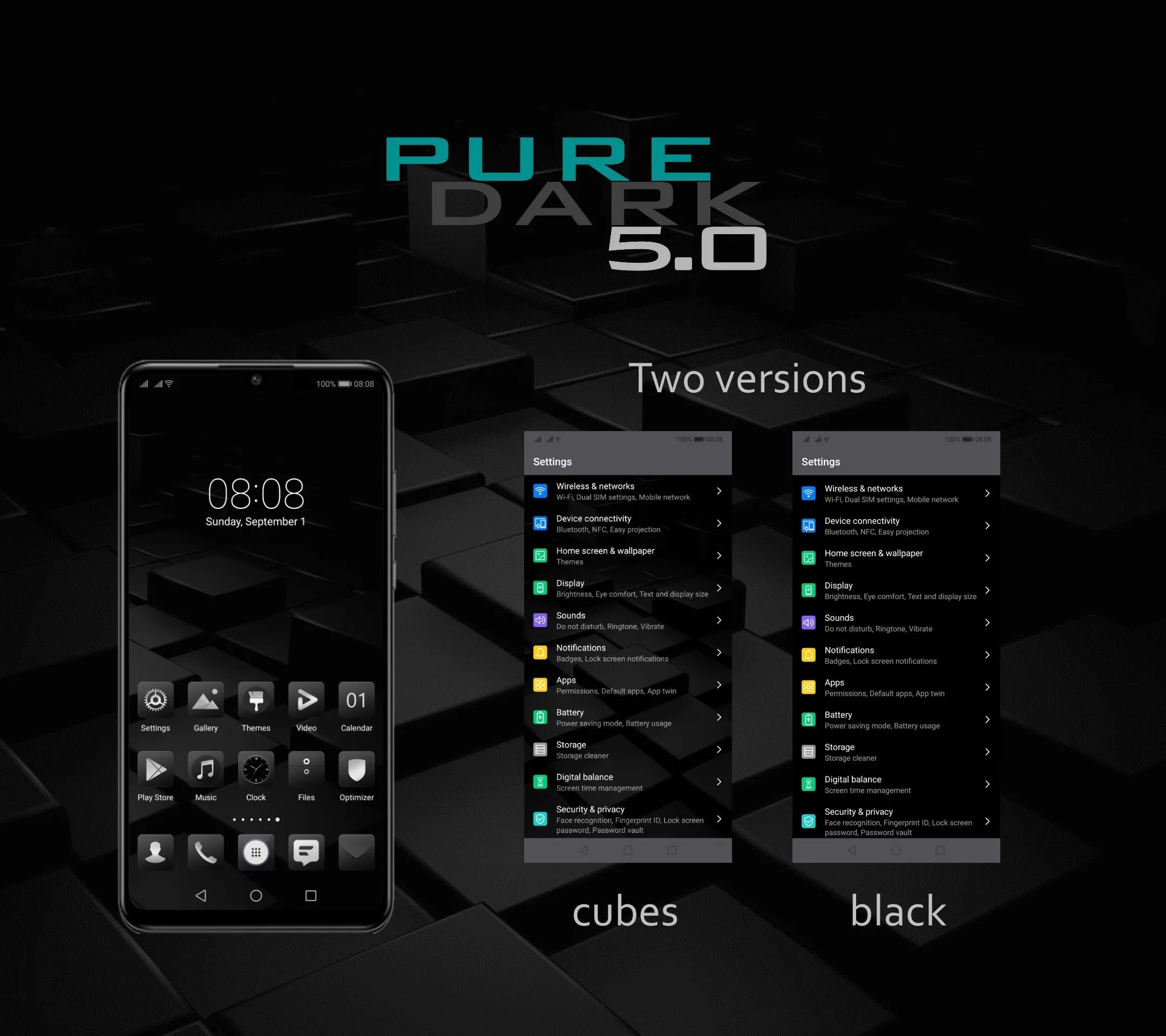 [EMUI 9.1]Pure Dark 5.0 Theme | Indus Appstore | Screenshot