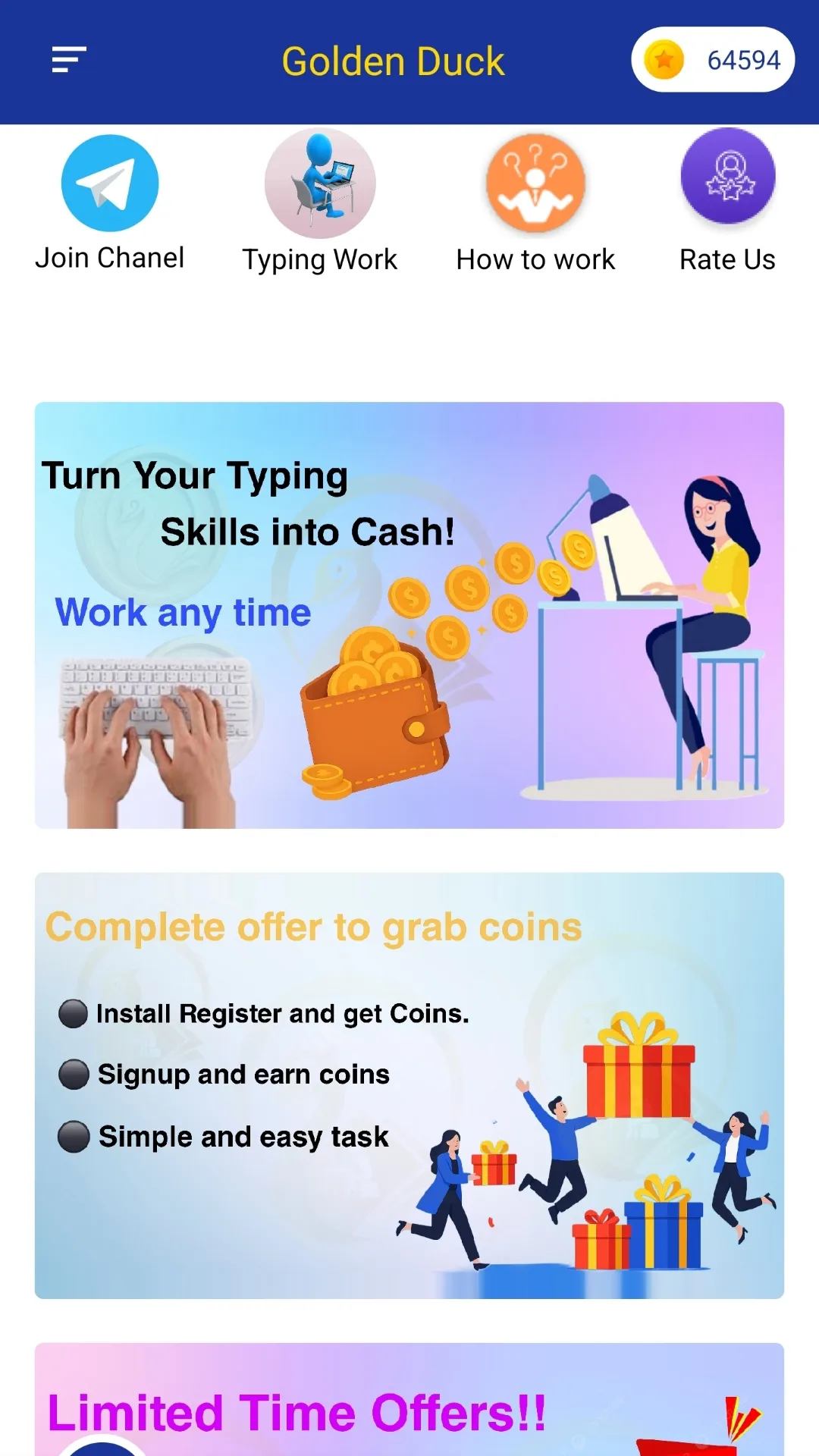 Golden Duck - Typing Work Job | Indus Appstore | Screenshot