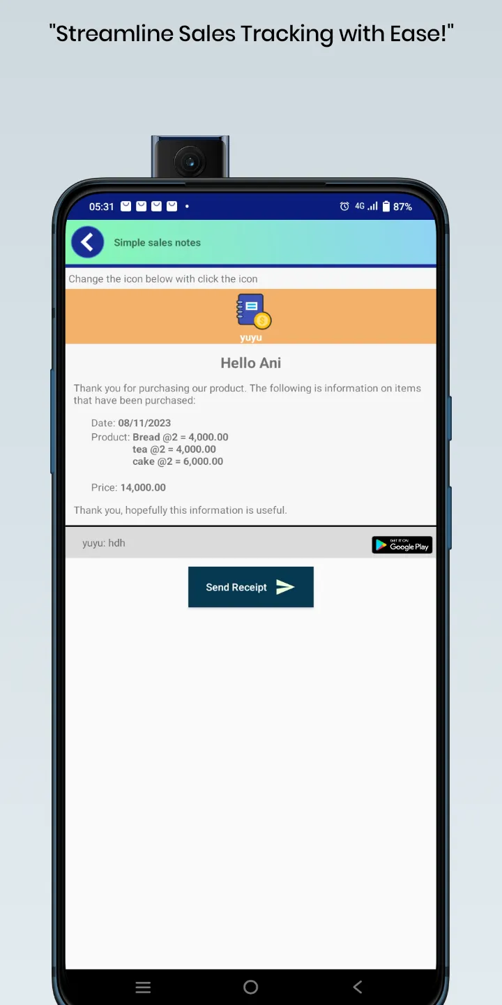 Simple Sales Notes | Indus Appstore | Screenshot