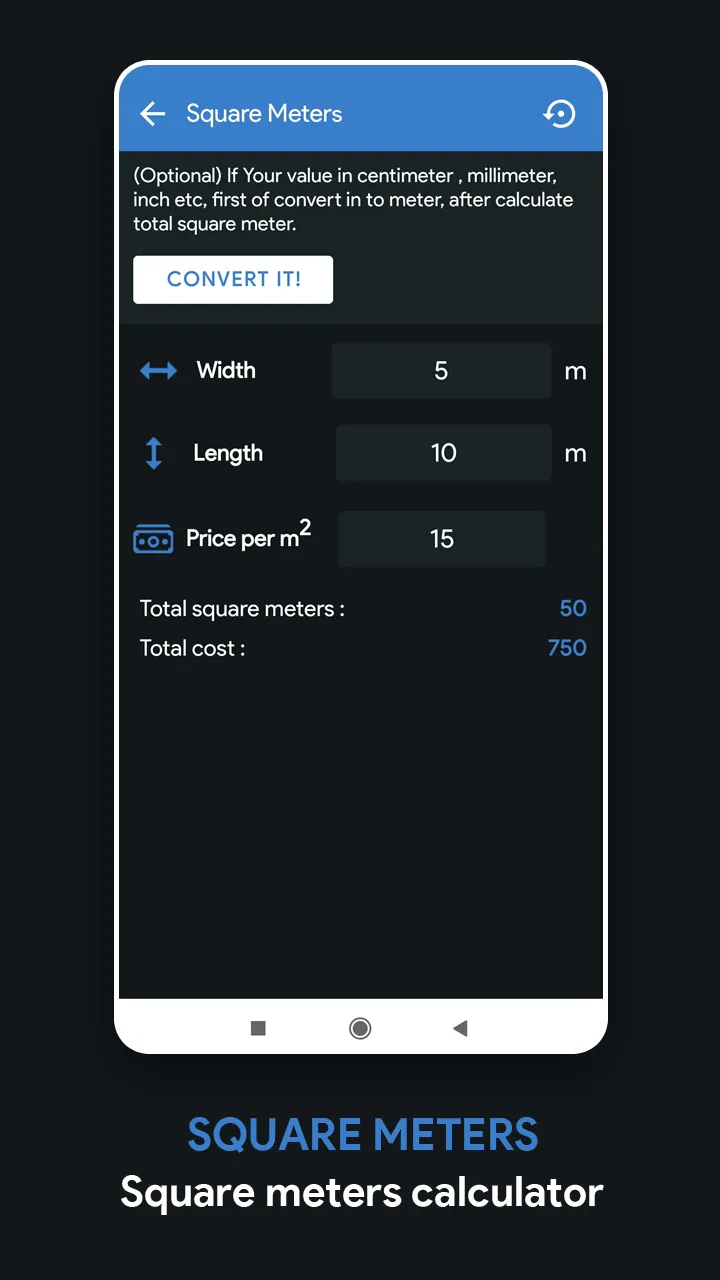 Square meters : sq.ft convert | Indus Appstore | Screenshot