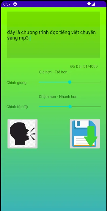 Đọc Tiếng Việt lưu ra mp3 | Indus Appstore | Screenshot