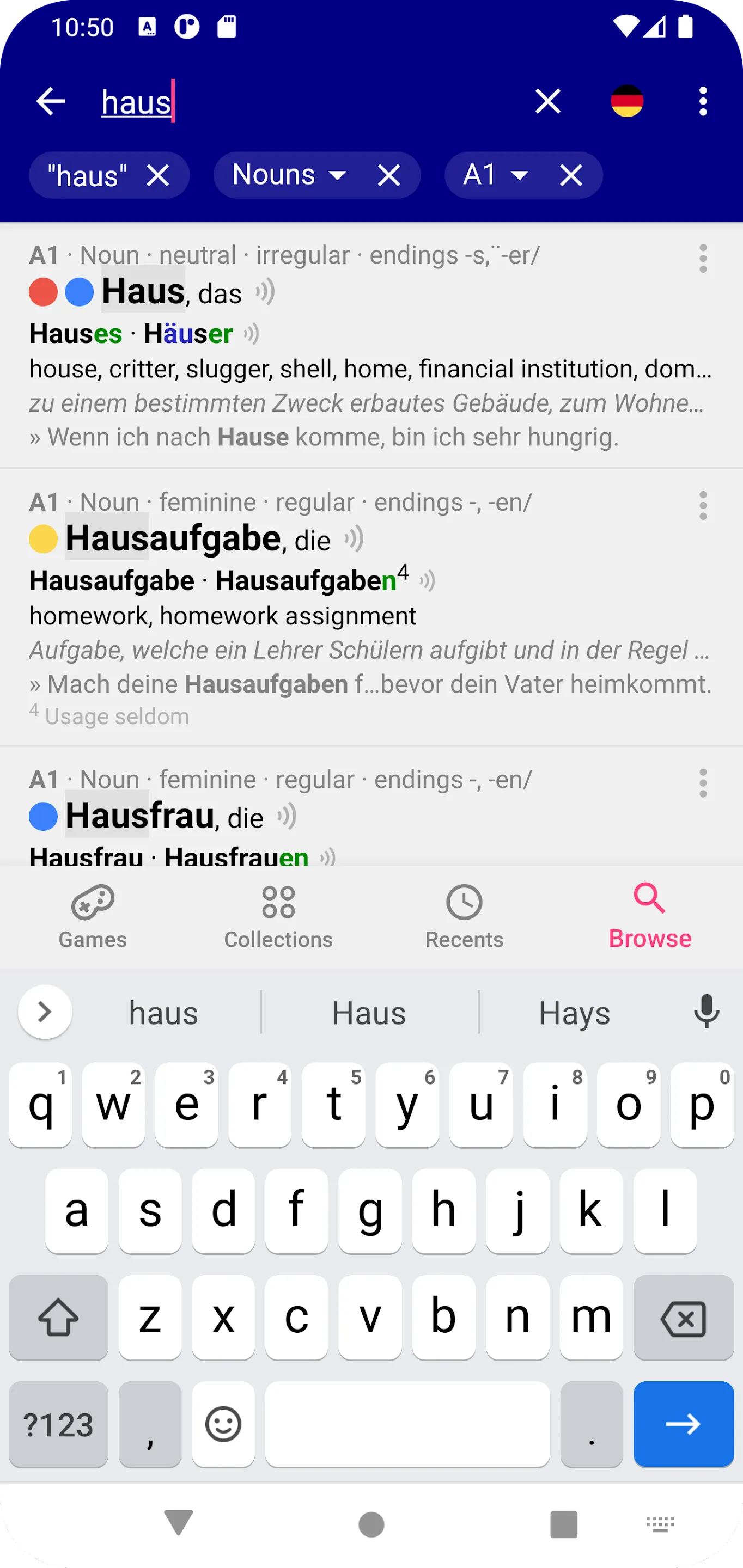 Nouns German Dictionary | Indus Appstore | Screenshot