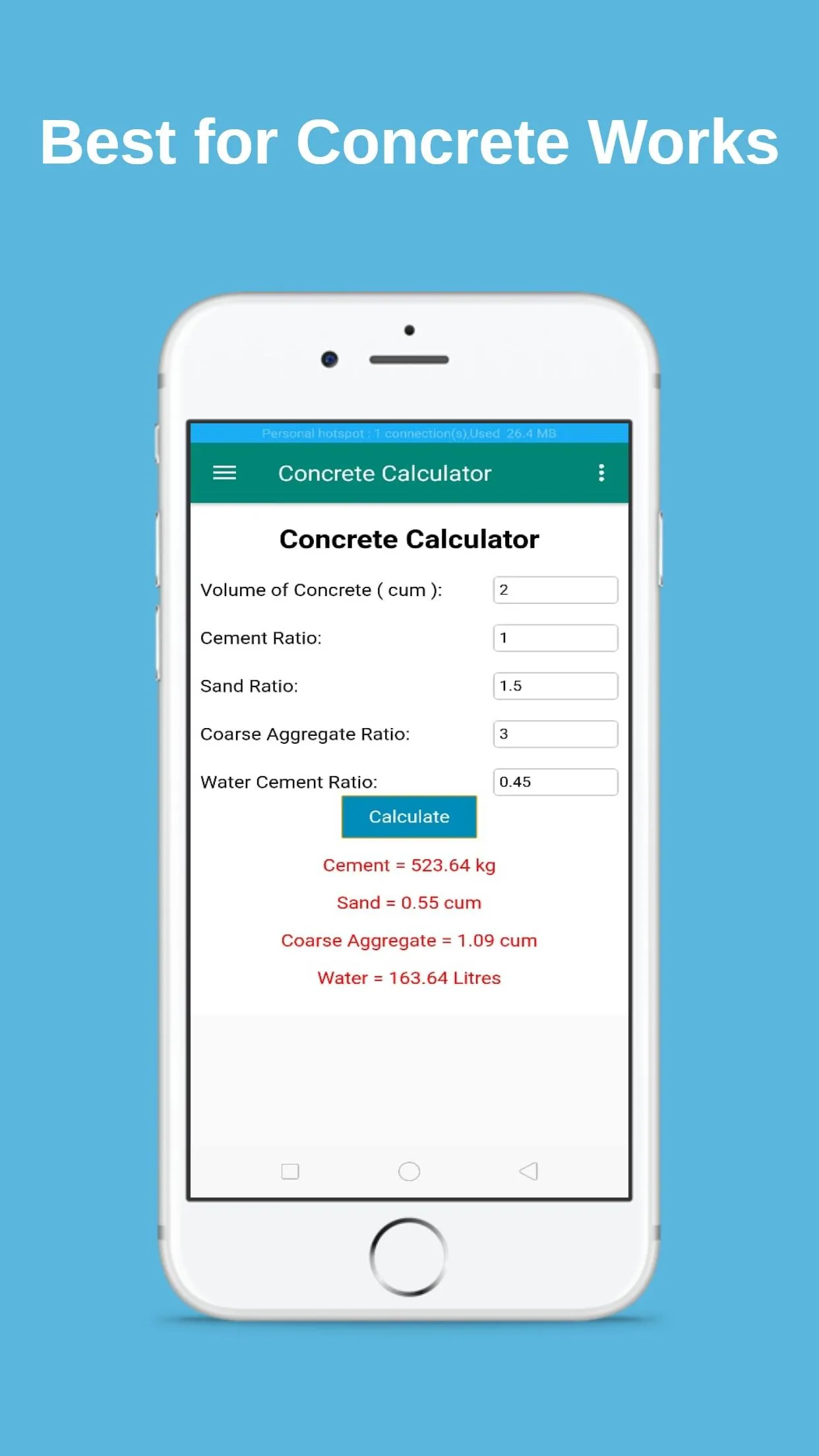 Concrete Calculator | Indus Appstore | Screenshot