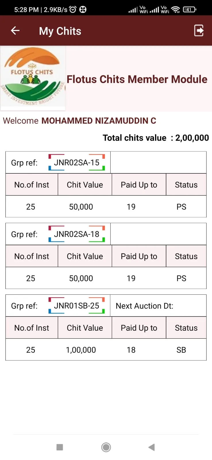 Flotus Chits Member Module | Indus Appstore | Screenshot