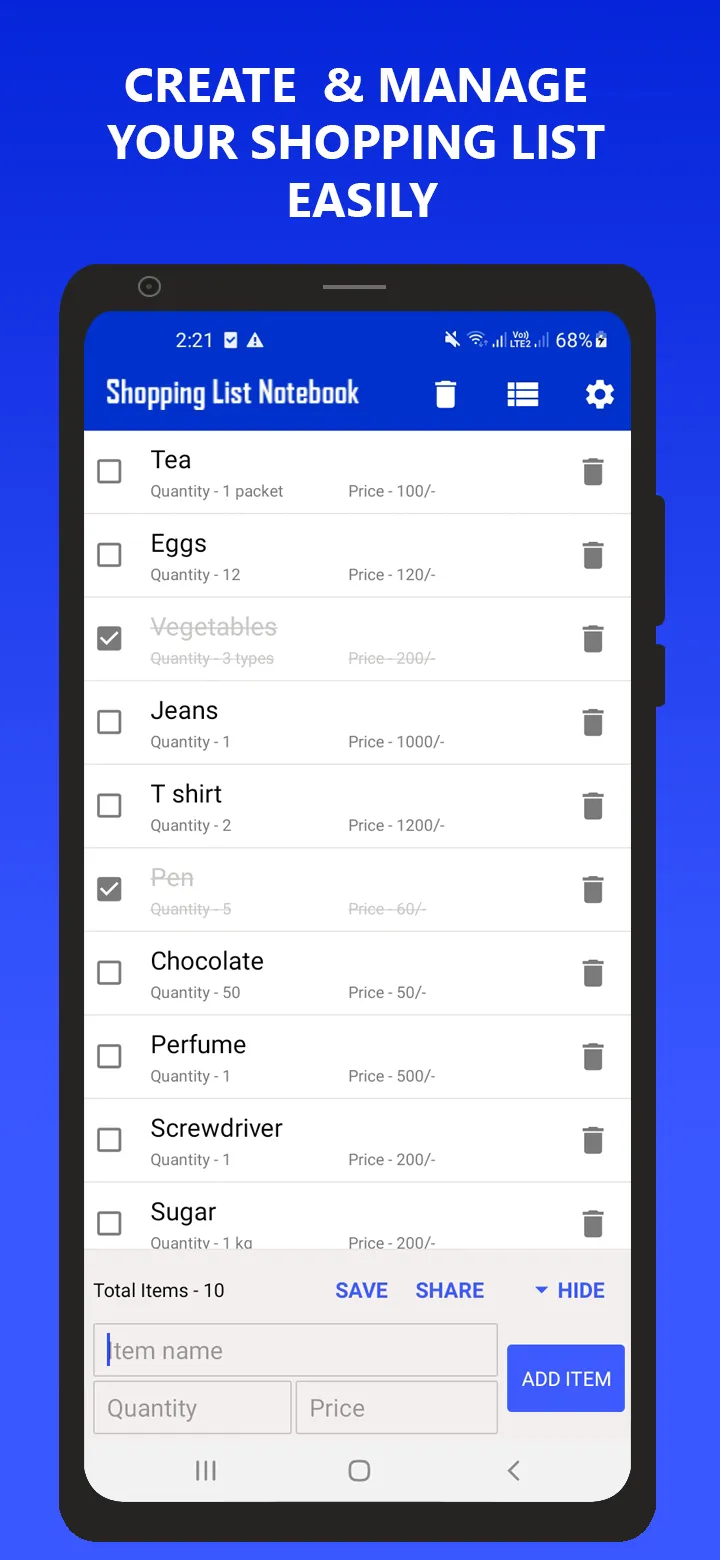 Shopping List Notebook | Indus Appstore | Screenshot