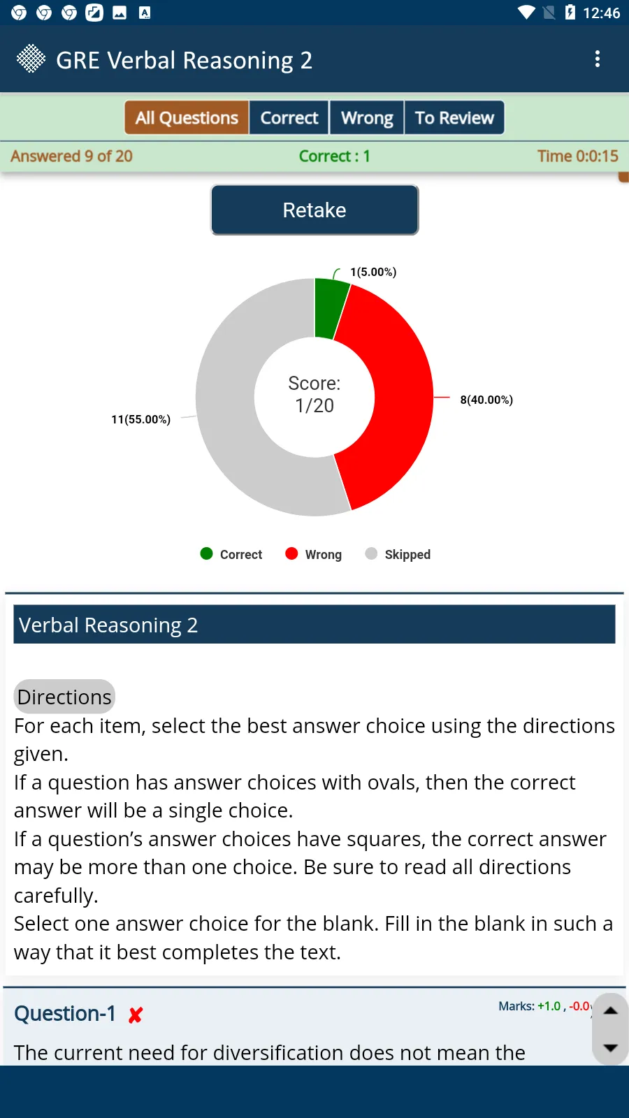 GRE Exam Practice Tests | Indus Appstore | Screenshot