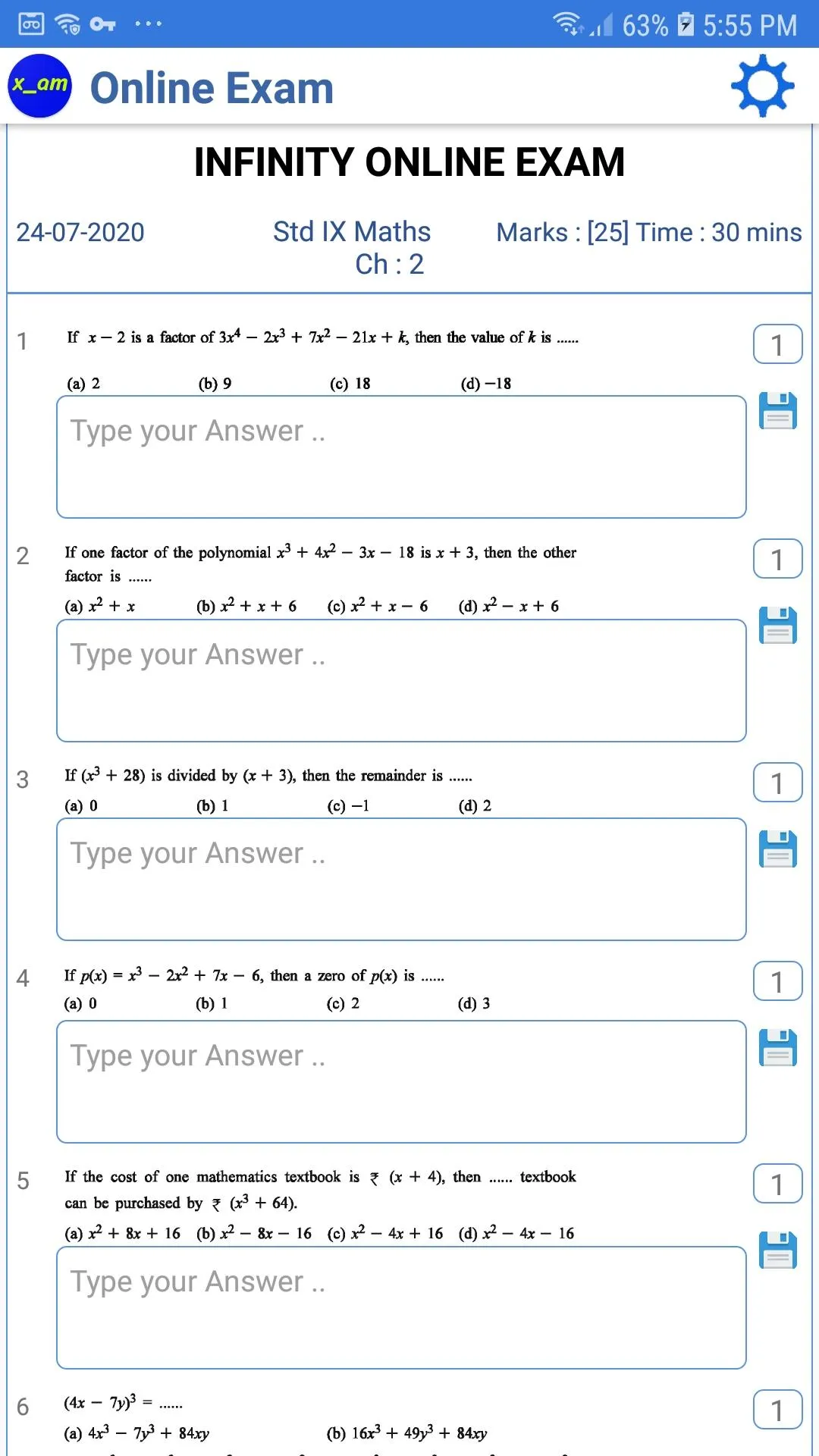 MyyClass Online Exam - For Stu | Indus Appstore | Screenshot