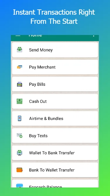 Instant EcoCash | Indus Appstore | Screenshot